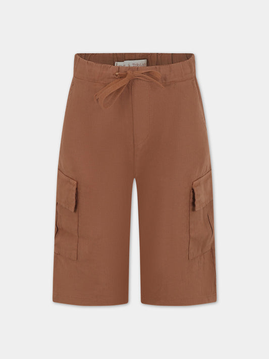 Bermuda marroni per bambino in lino,Zhoe & Tobiah,LIN4 358