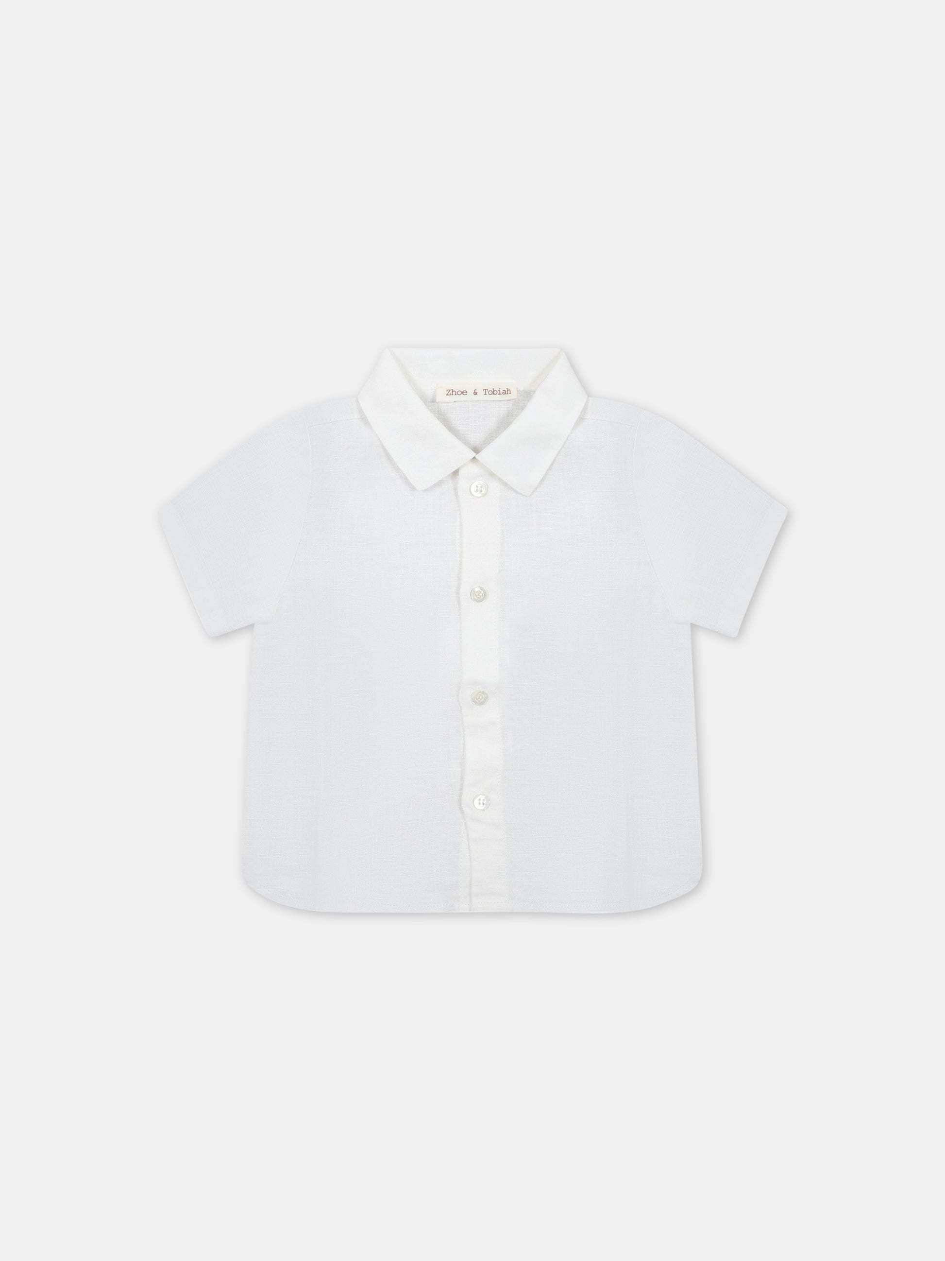 Camicia avorio per neonato in lino,Zhoe & Tobiah,LIN8 1