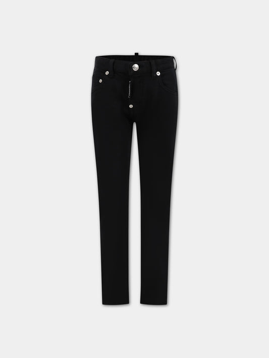 Jeans nero per bambino con patch logato,Dsquared2,DQ1761 D0A4E DQ900