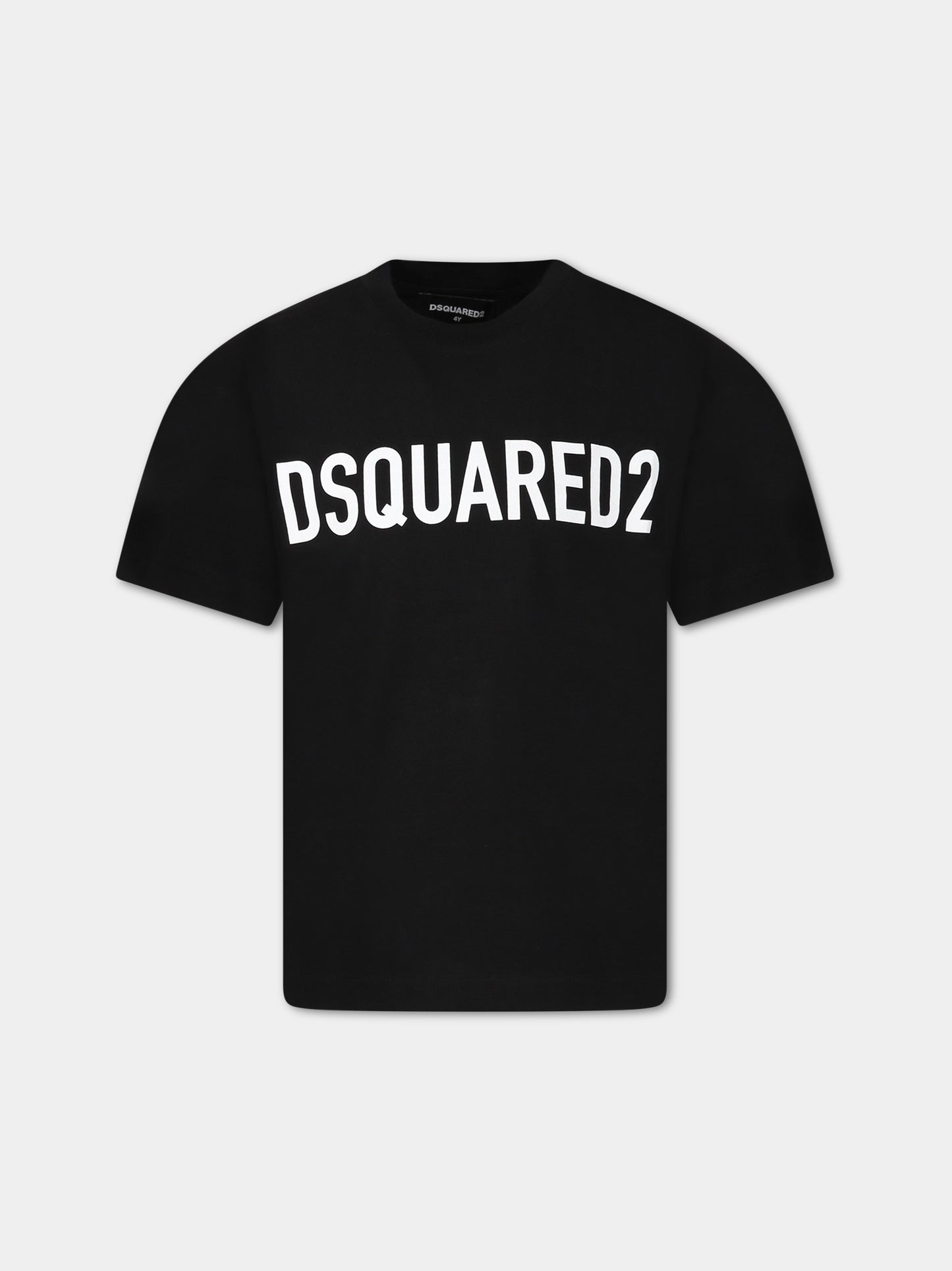 T-shirt nera per bambino con logo,Dsquared2,DQ1770 D0A4C DQ900
