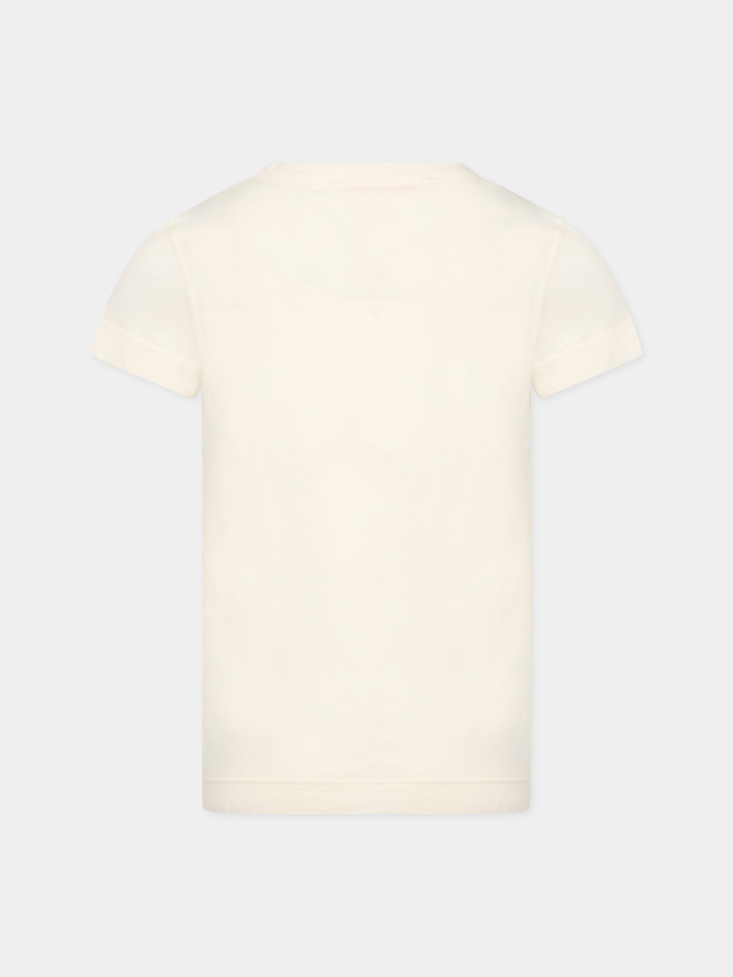 T-shirt avorio per bambini con stampa e logo,The Animals Observatory,S23003 221 BP