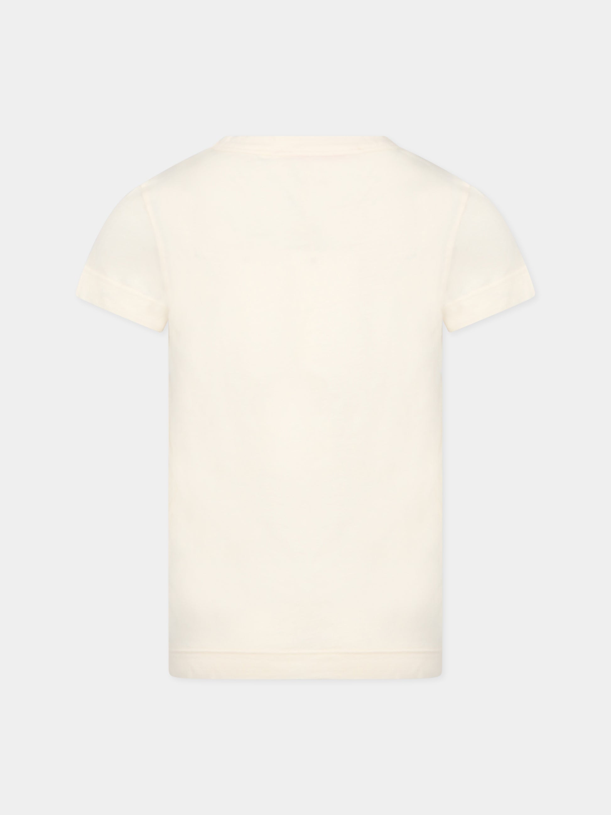 T-shirt avorio per bambini con stampa e logo,The Animals Observatory,S23003 221 BP