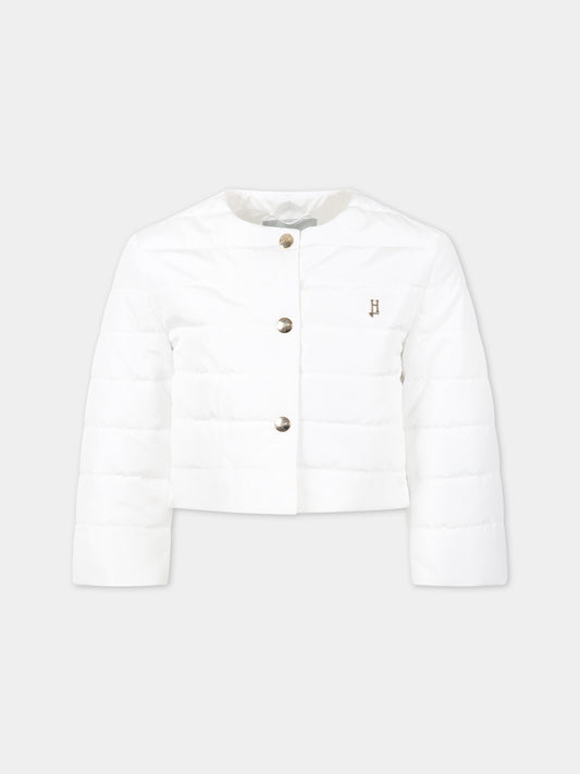 Piumino bianco per bambina con logo,Herno Kids,GI000071G 20045 1000