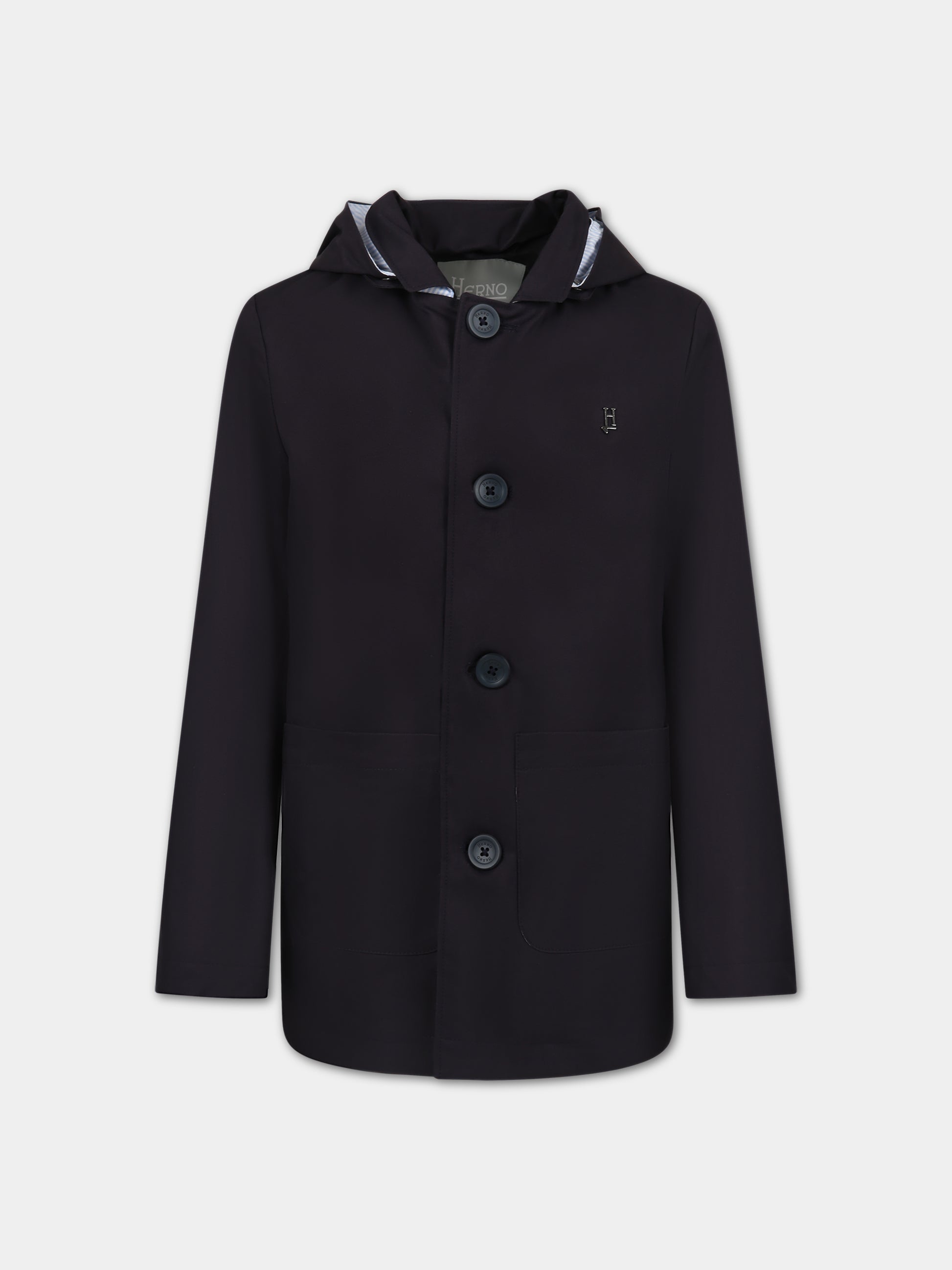 Cappotto blu per bambino con logo,Herno Kids,GC000029B 13218 9200
