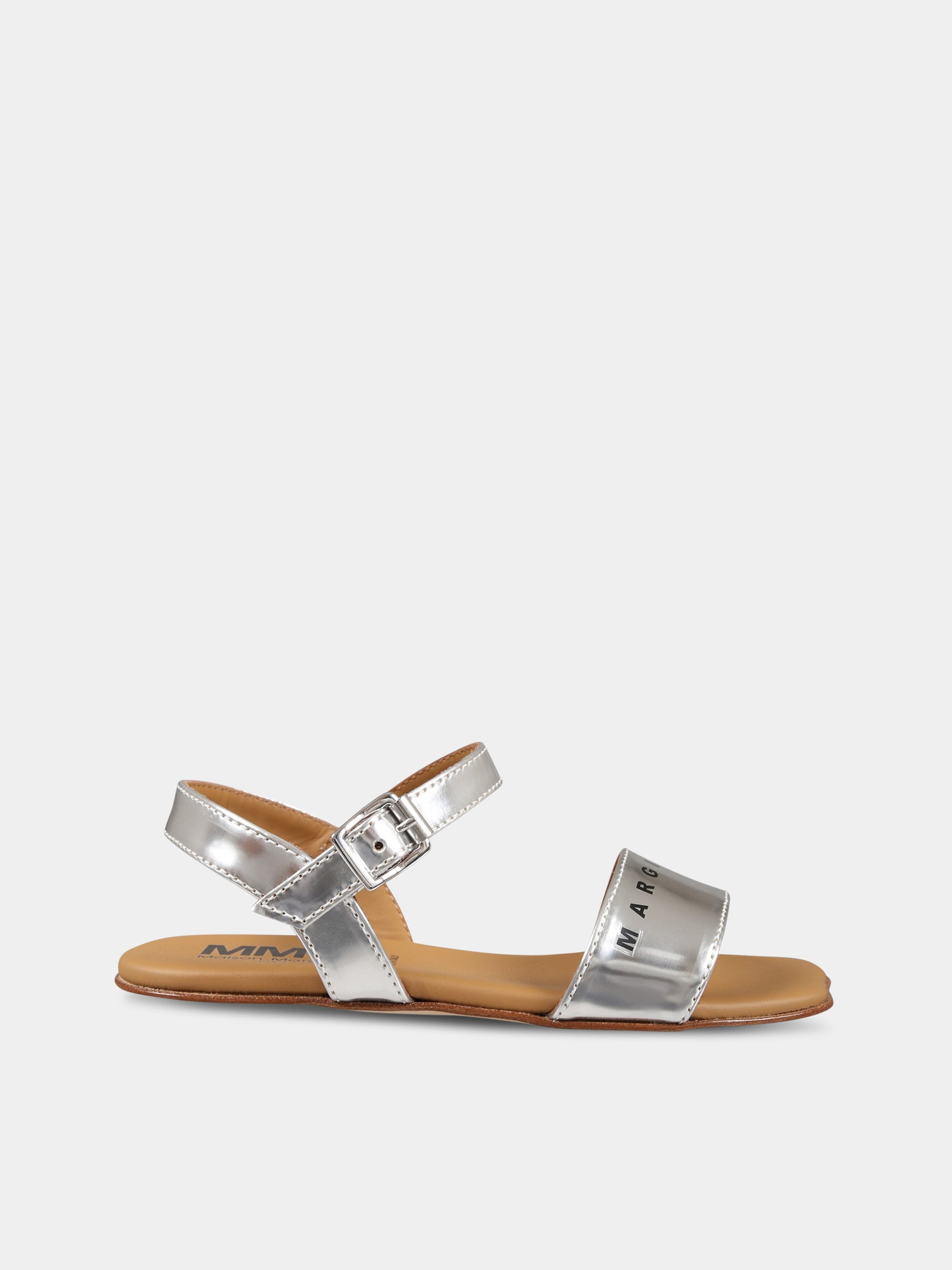 Sandali argento per bambina con logo,Mm6 Maison Margiela,73390 1