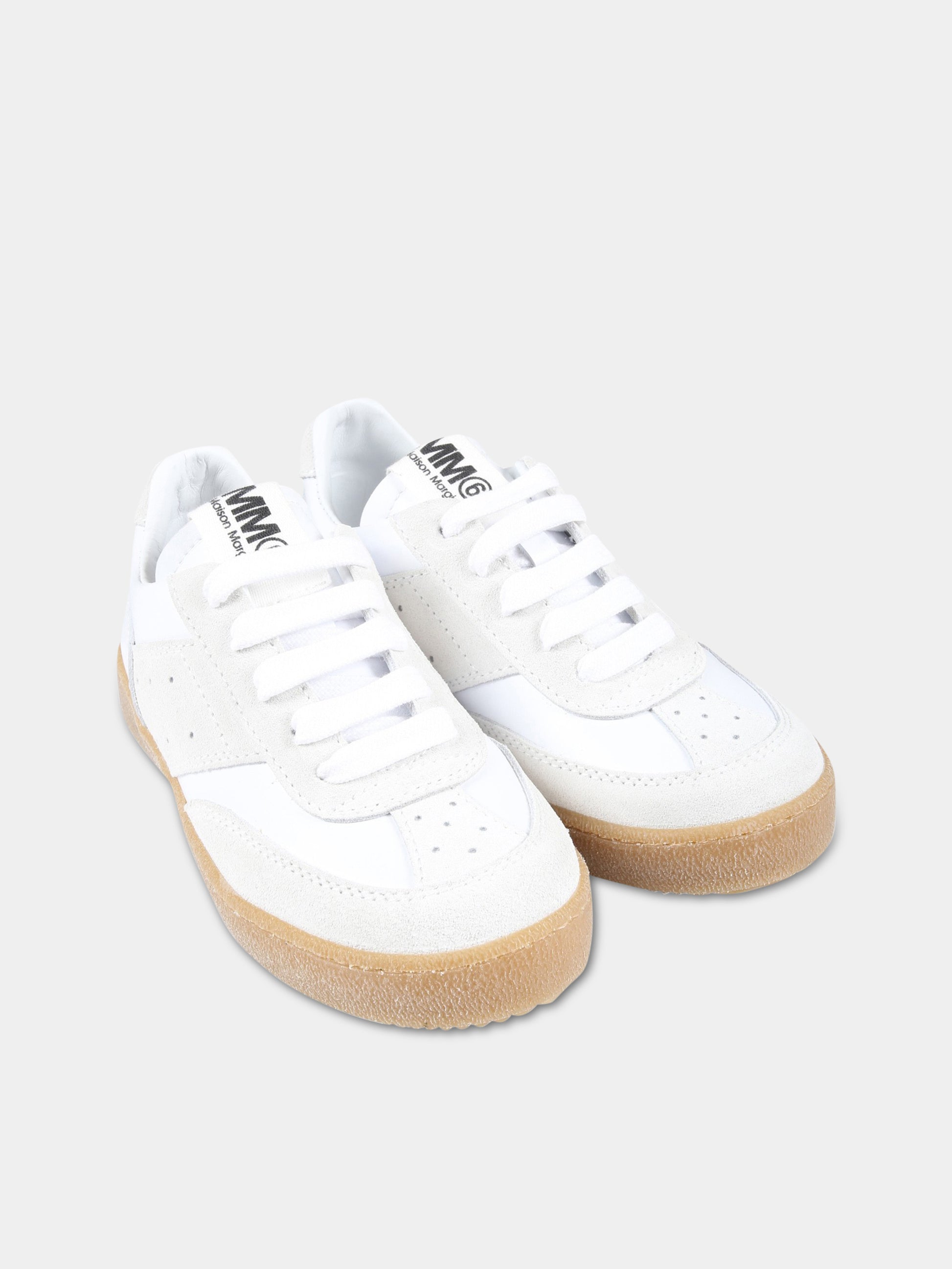 Sneakers bianche per bambini con logo,Mm6 Maison Margiela,73413 1