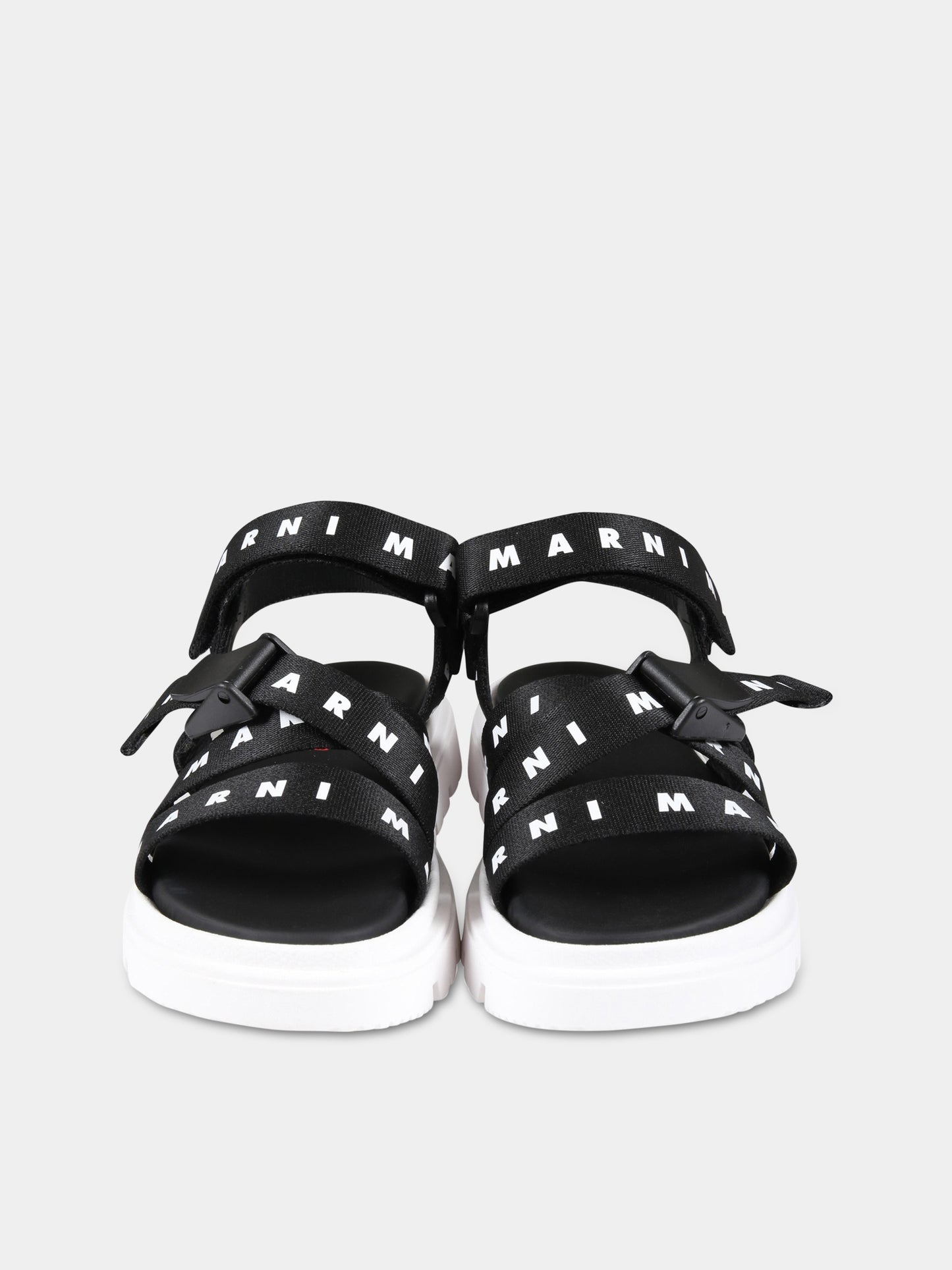 Sandali neri per bambina con logo bianco,Marni Kids,73460 1