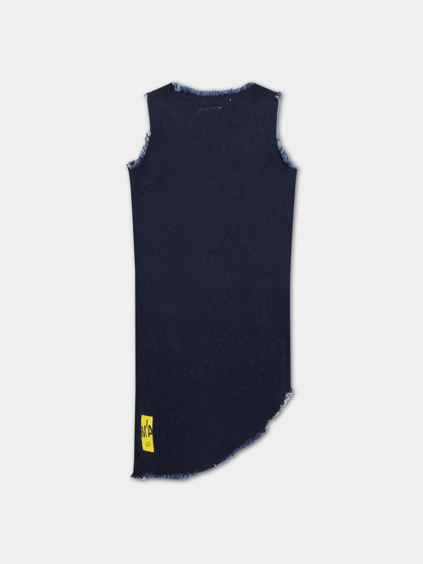 Vestito blu per bambina con patch logato,Marques Almeida,SS23COREDR0219DNM NAVY