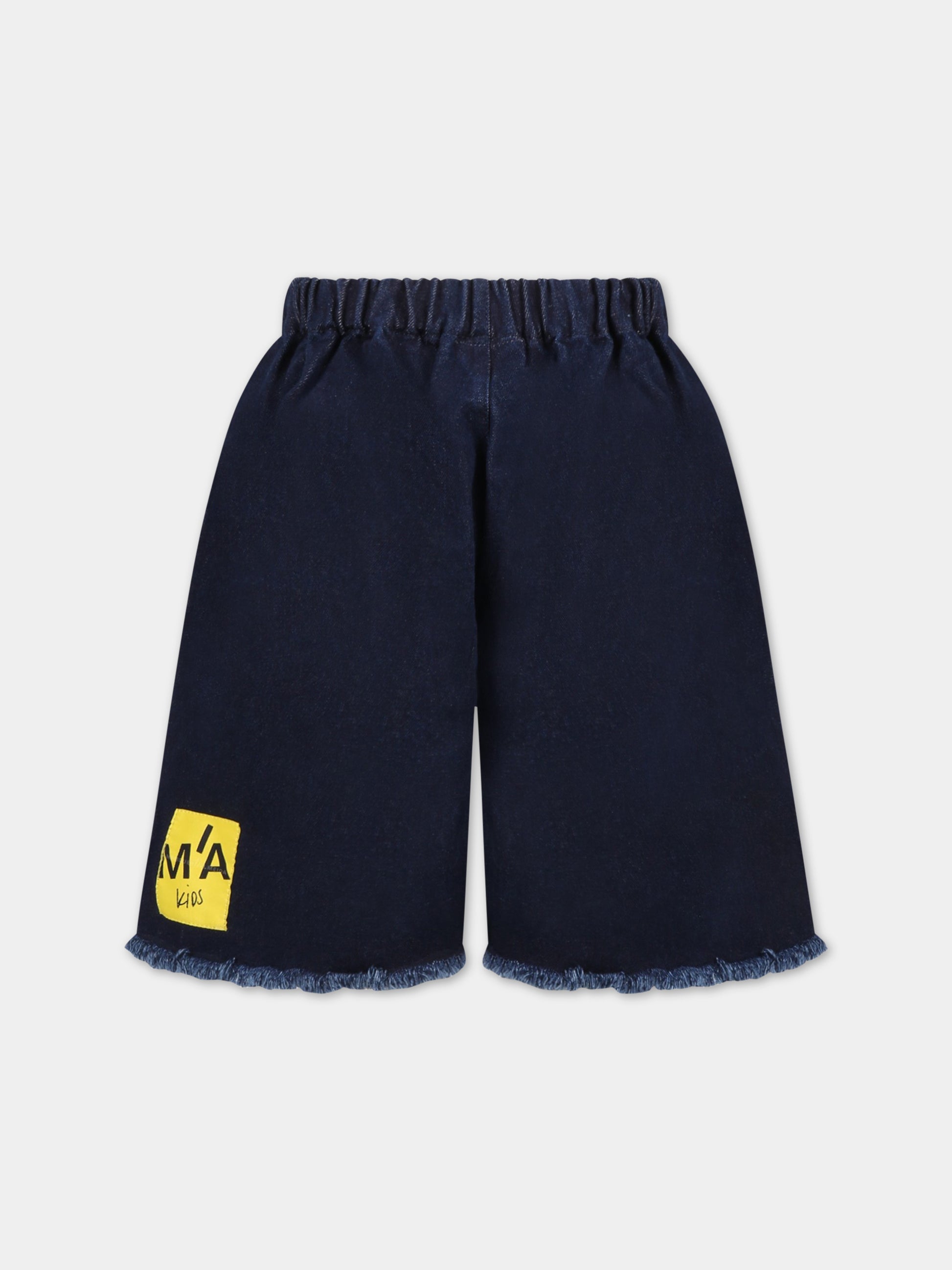 Shorts blu per bambina con patch logato,Marques Almeida,SS23CORETR0171DNM NAVY