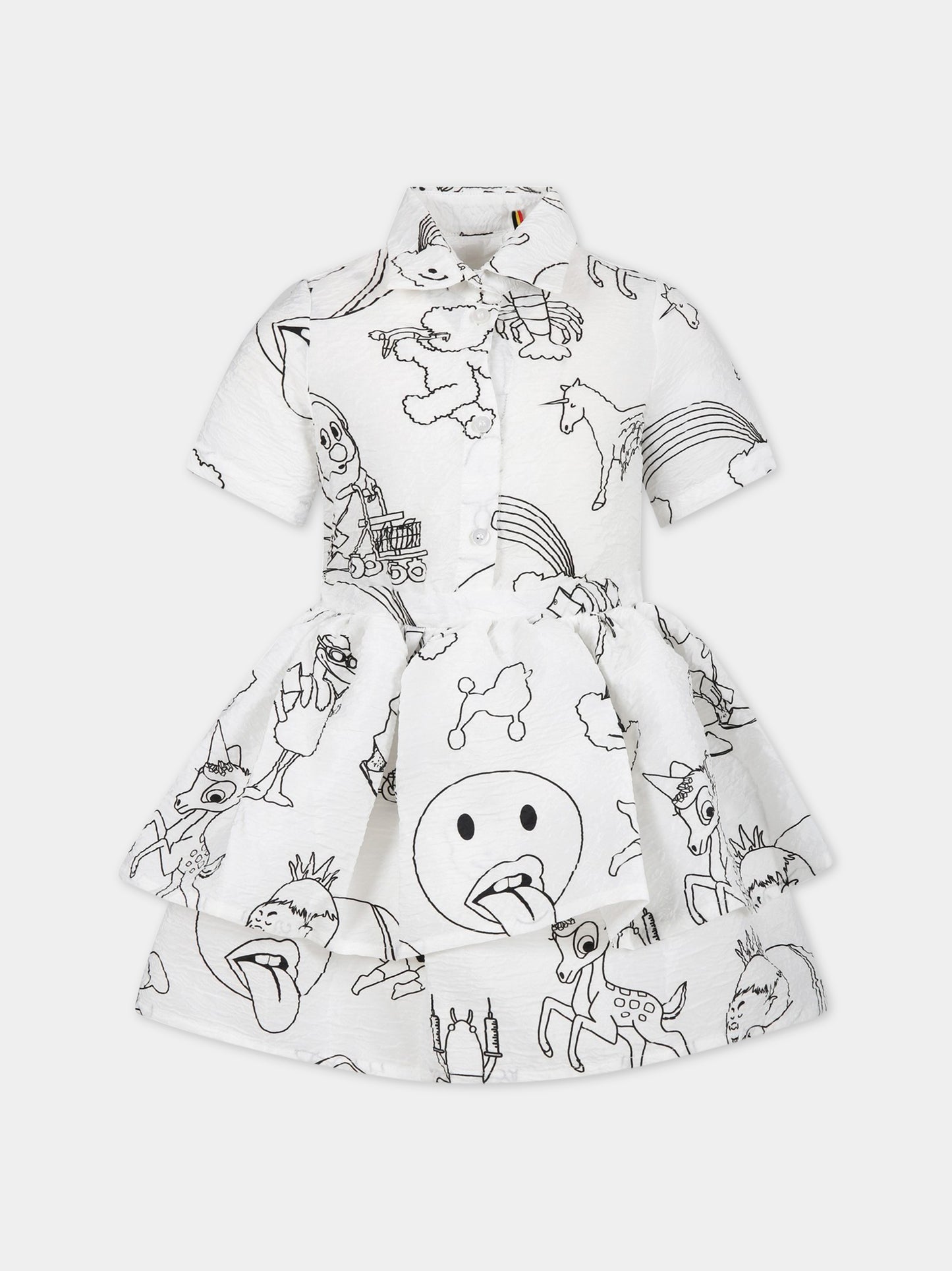 Vestito bianco per bambina con stampe,Caroline Bosmans,SS23 4000 36A 0009B