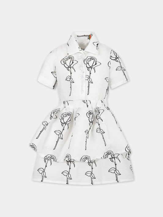 Vestito bianco per bambina con stampa,Caroline Bosmans,SS23 4000 36B 0010A