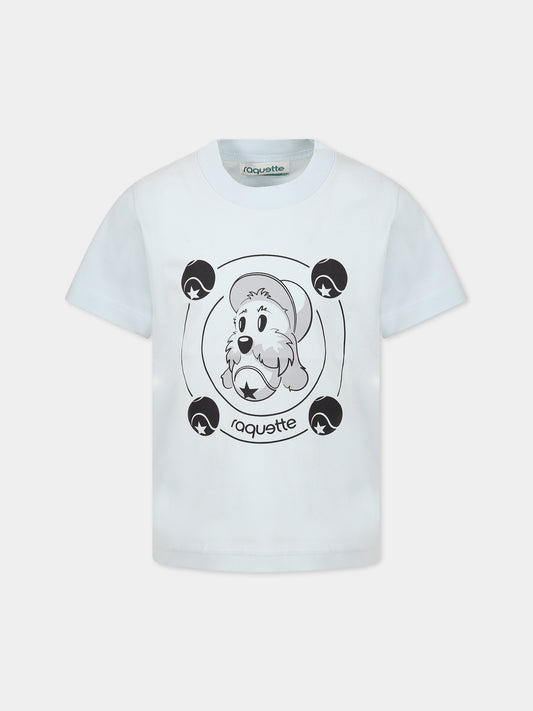 T-shirt celeste per bambini con stampa e logo,Raquette,BAT 001C 78