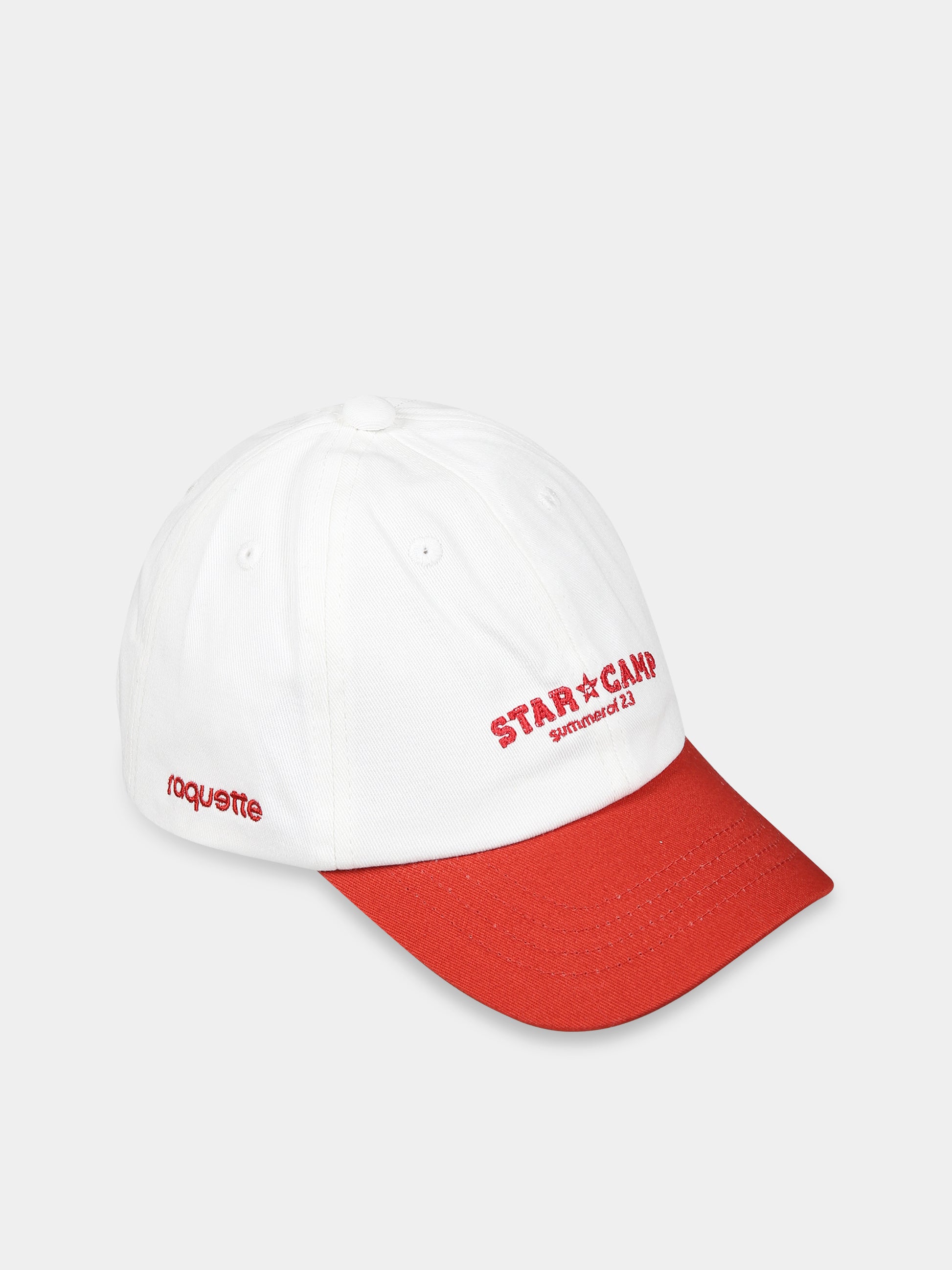 Cappello bianco per bambini con scritta  Star camp  e logo rosso,Raquette,TCAP 001 81