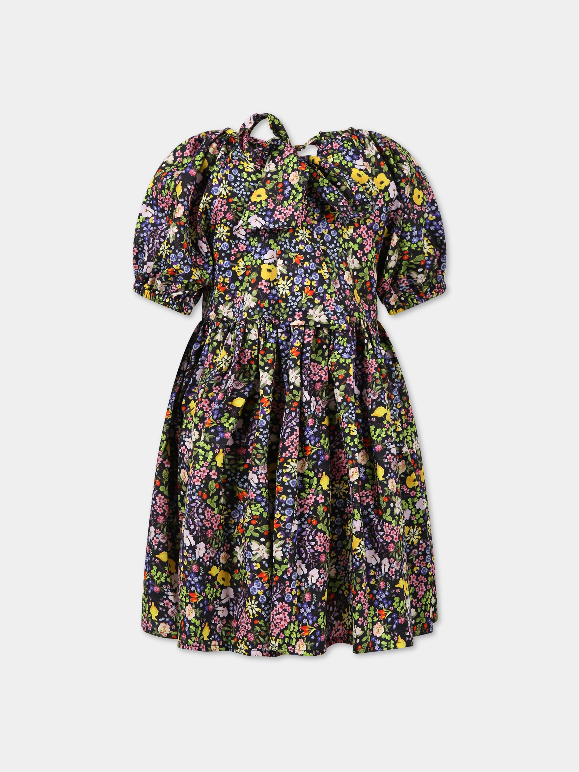 Vestito multicolor per bambina con stampa floreale e logo,Paade Mode,232500528