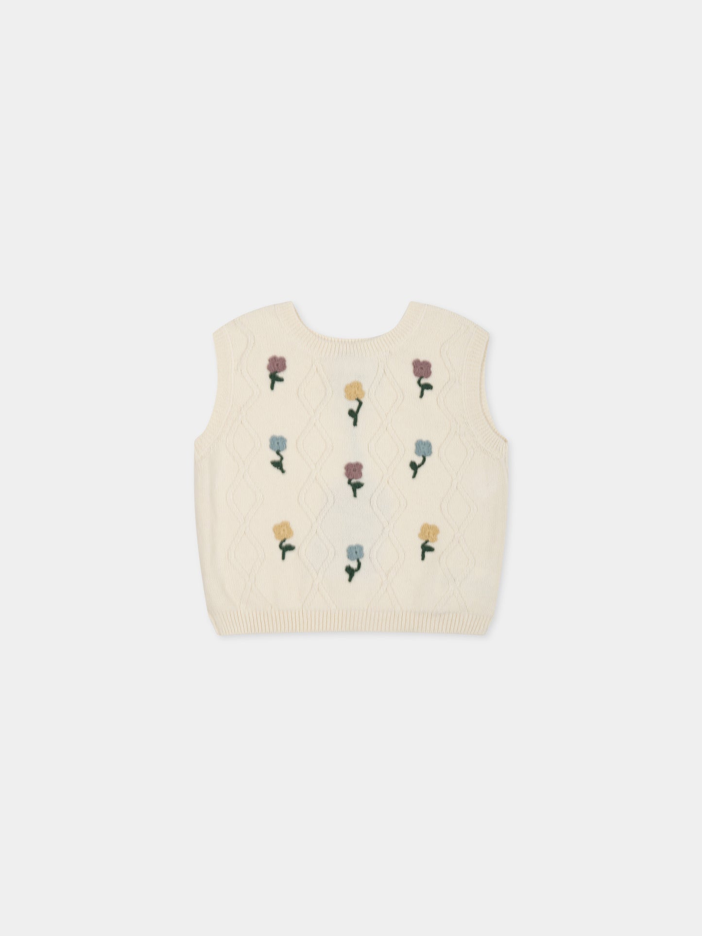 Gilet bianco per bambina con fiori,Coco Au Lait,14COCO11621