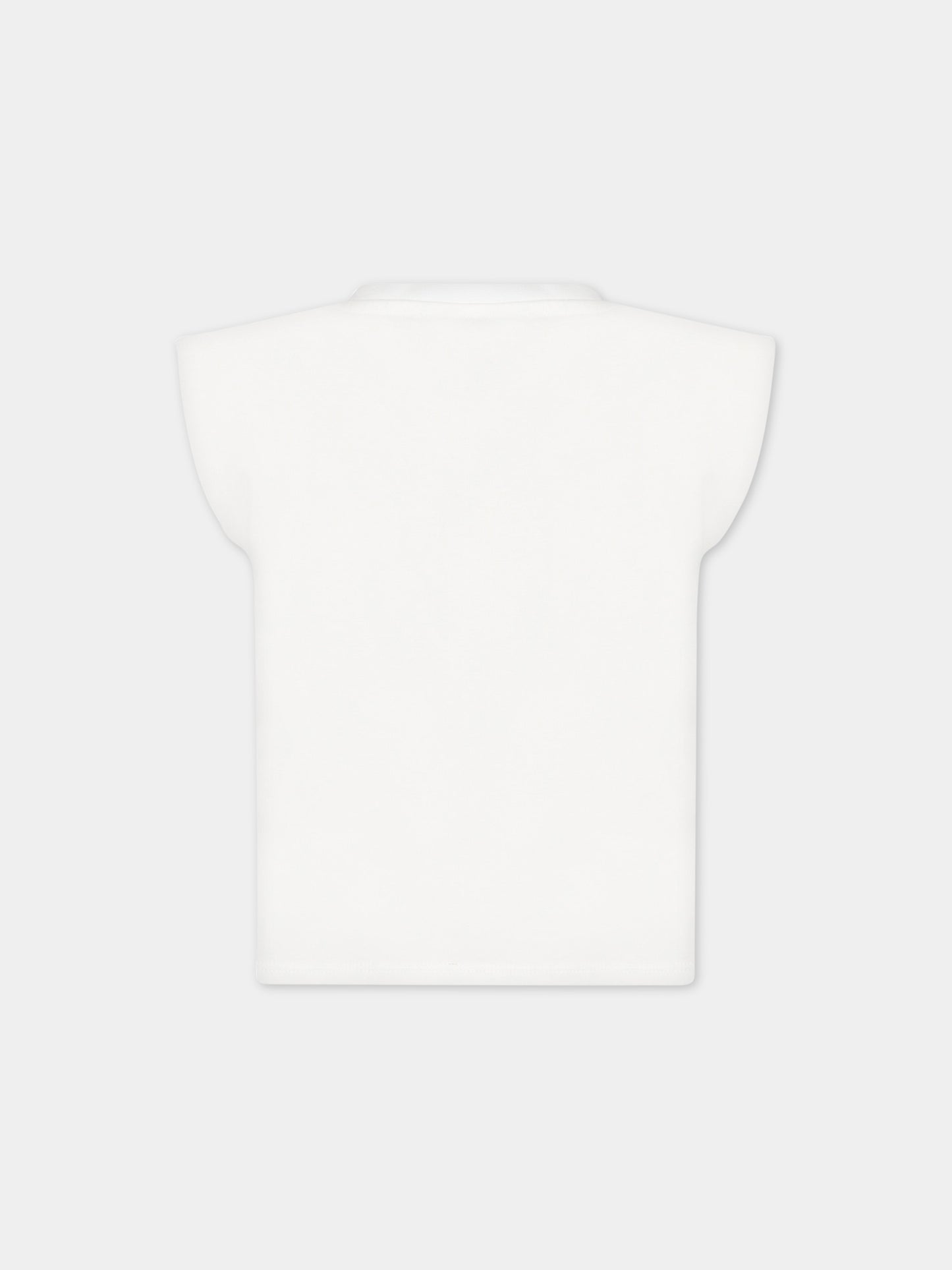 T-shirt bianca per bambina con logo,Blumarine Baby,IA3062J5003 C3273