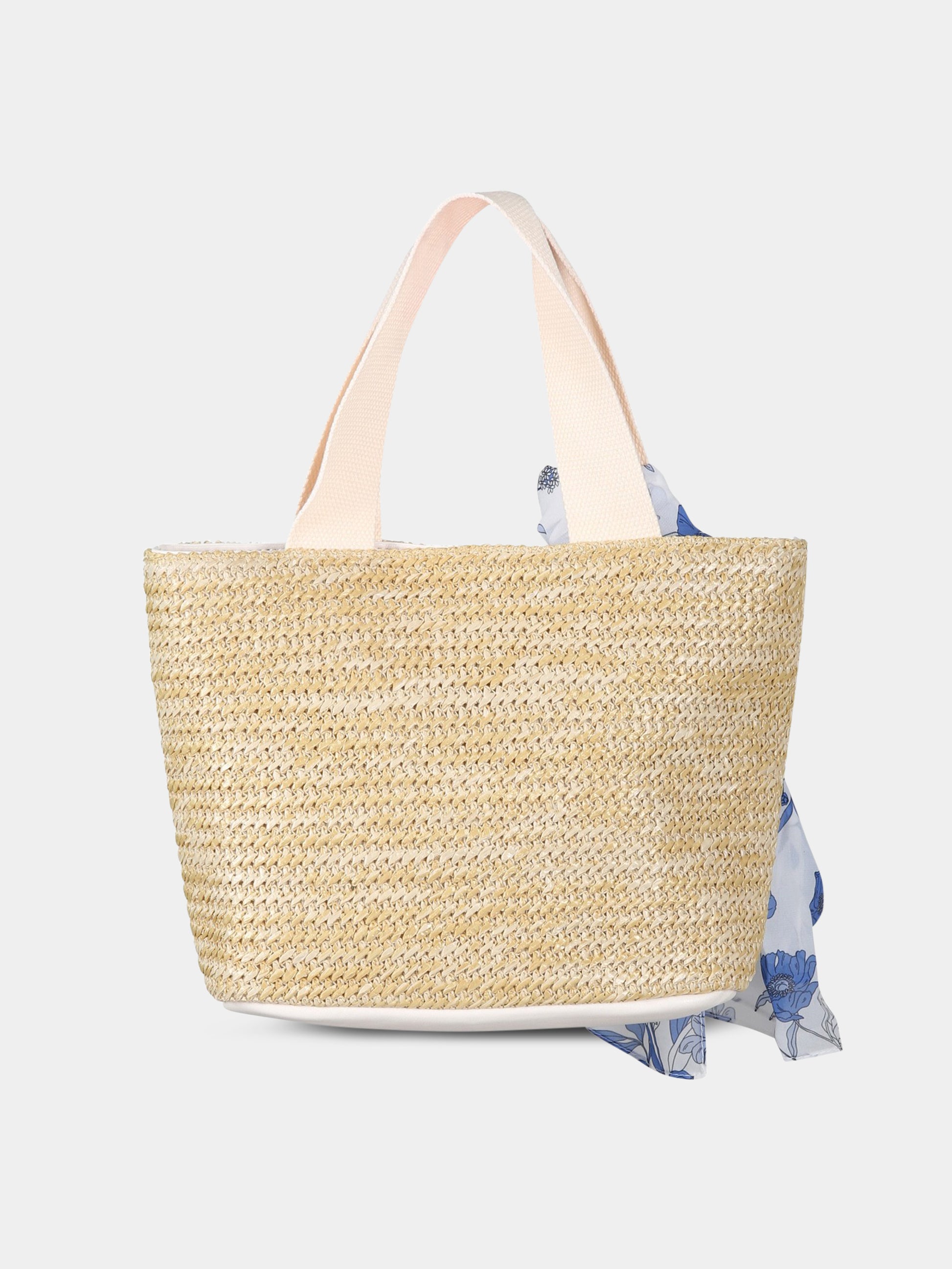 Borsa beige per bambina con logo blu,Blumarine Baby,IA3080T0300 C3268