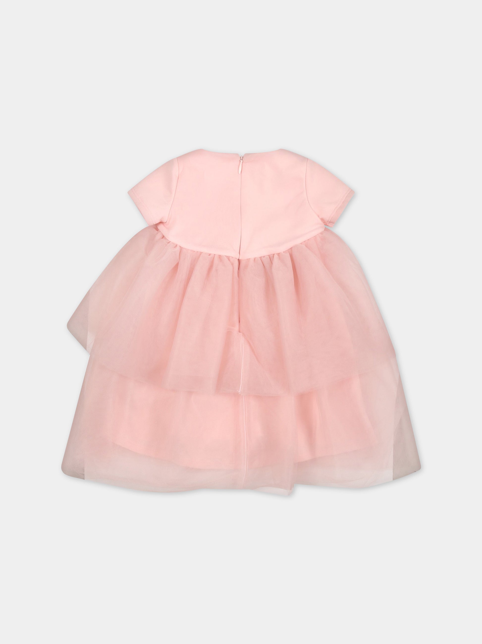 Vestito rosa per neonata con logo,Blumarine Baby,IA3117J6624 X0485