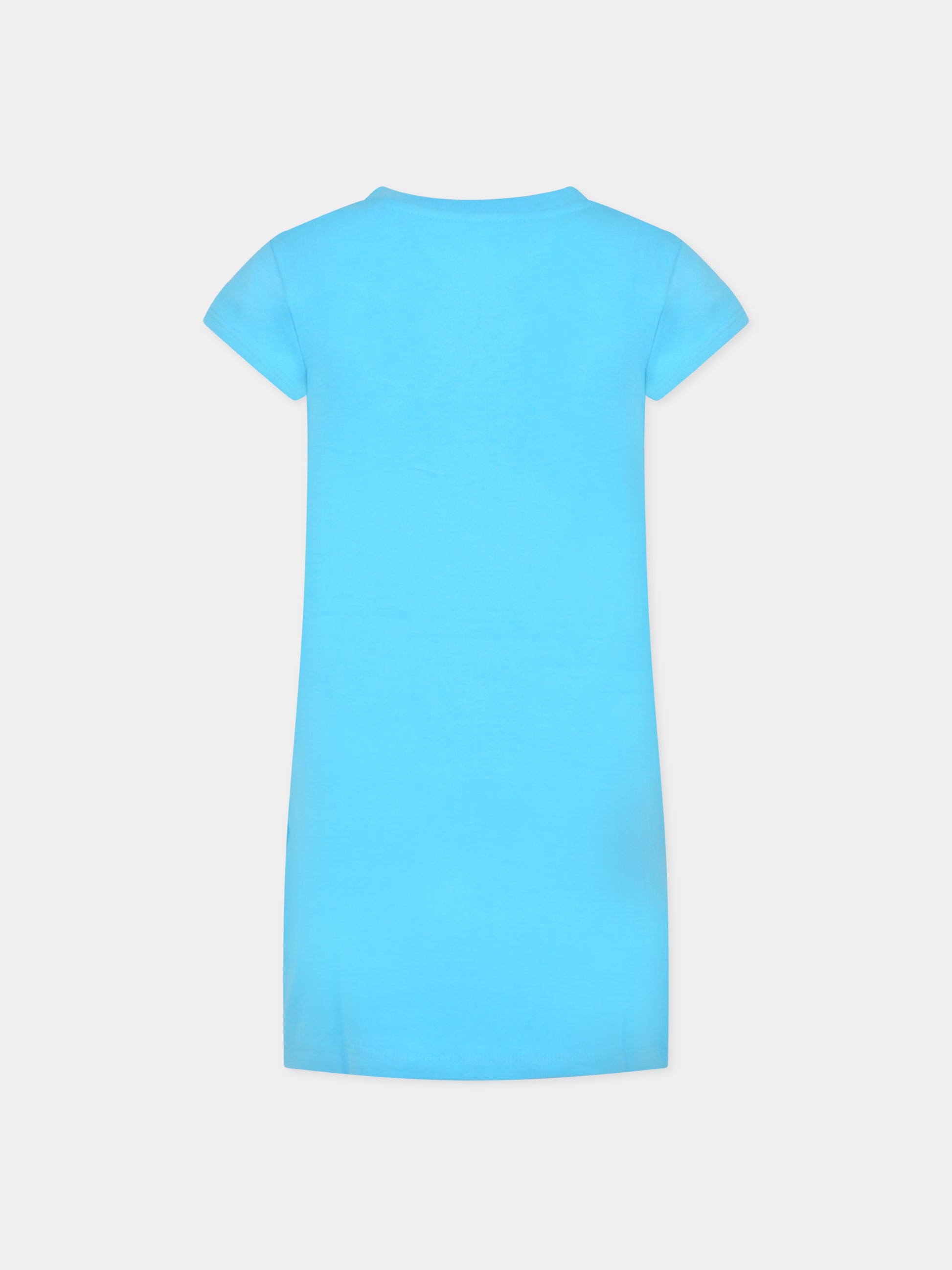 Vestito azzurro per bambina con iconico swoosh,Nike,36J692 F85