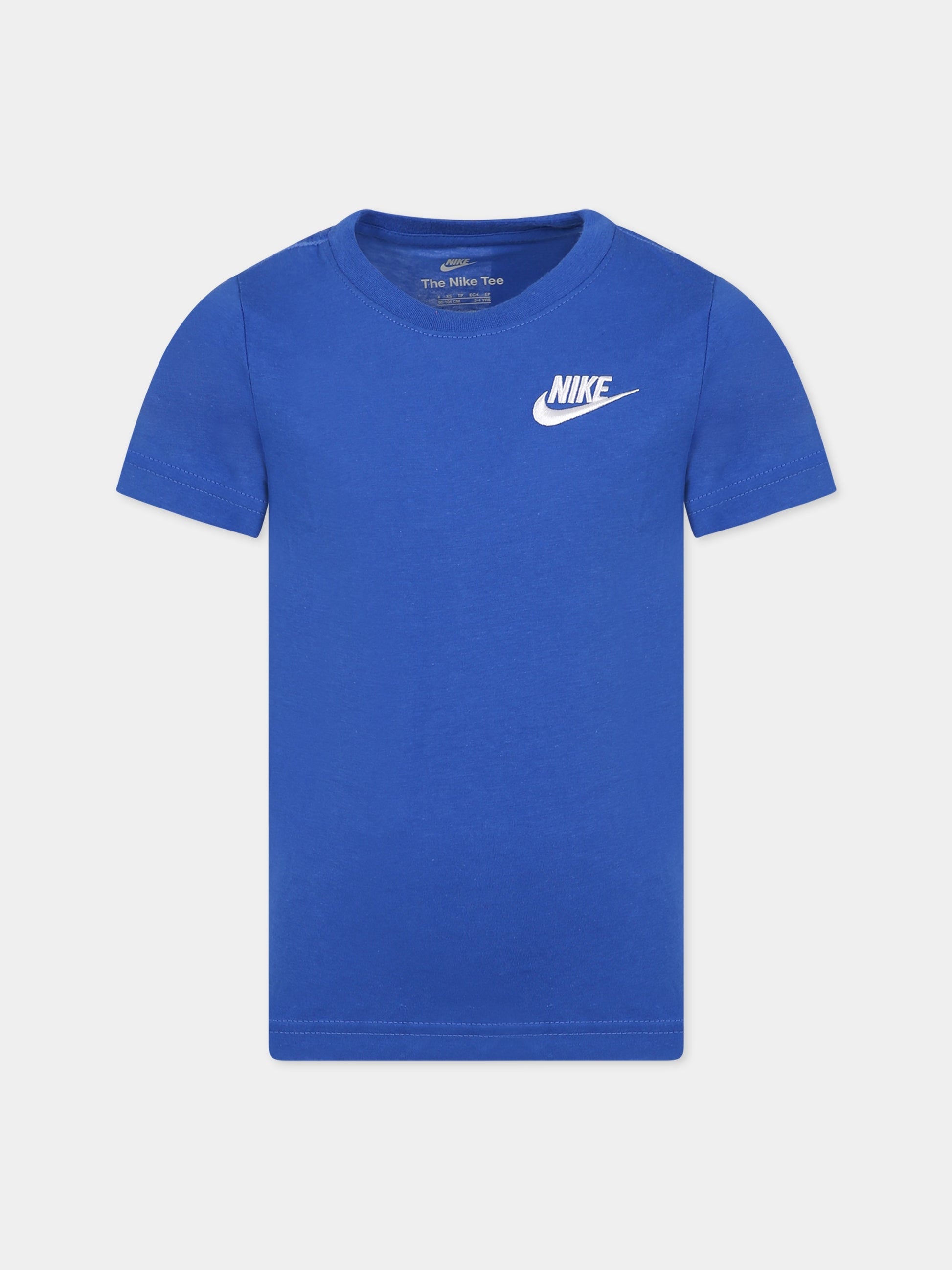 T-shirt blu per bambini con iconico swoosh,Nike,8UC545 U89