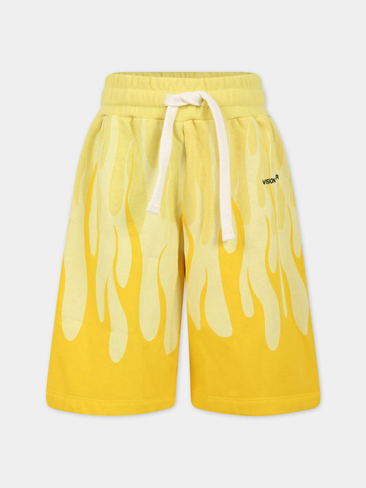 Short casual giallo per bambino con logo,Vision Of Super,BFV3103J GIALLO