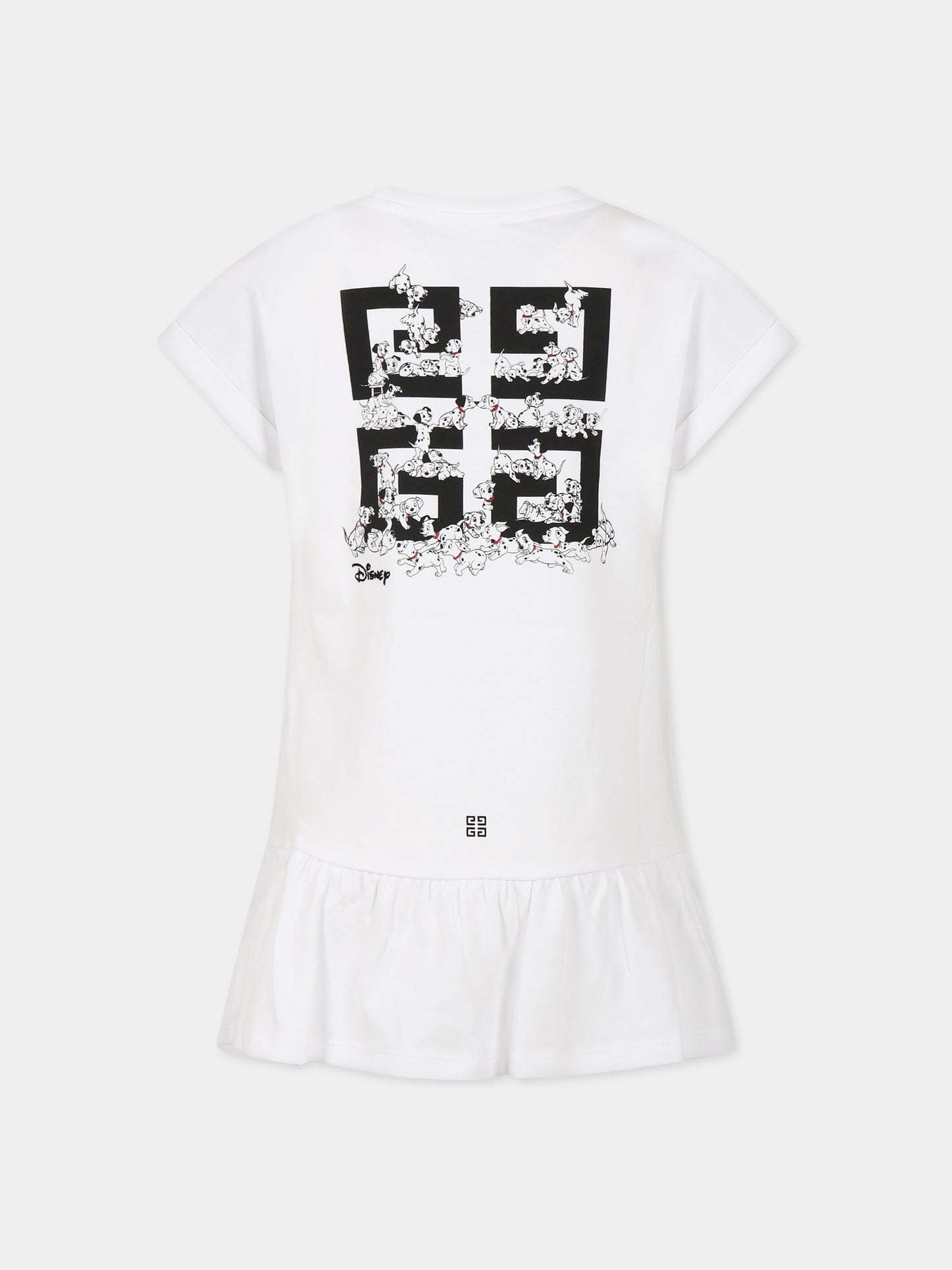 Vestito bianco per bambina con stampa la carica dei 101 e logo,Givenchy Kids,H12300 10P