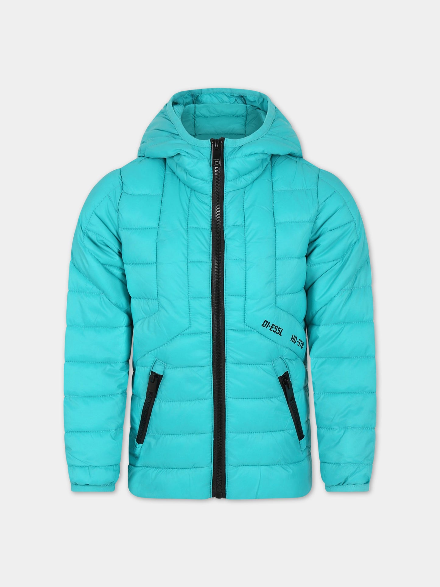 Piumino celeste per bambino con logo,Diesel,J00223 KXBBF K50K