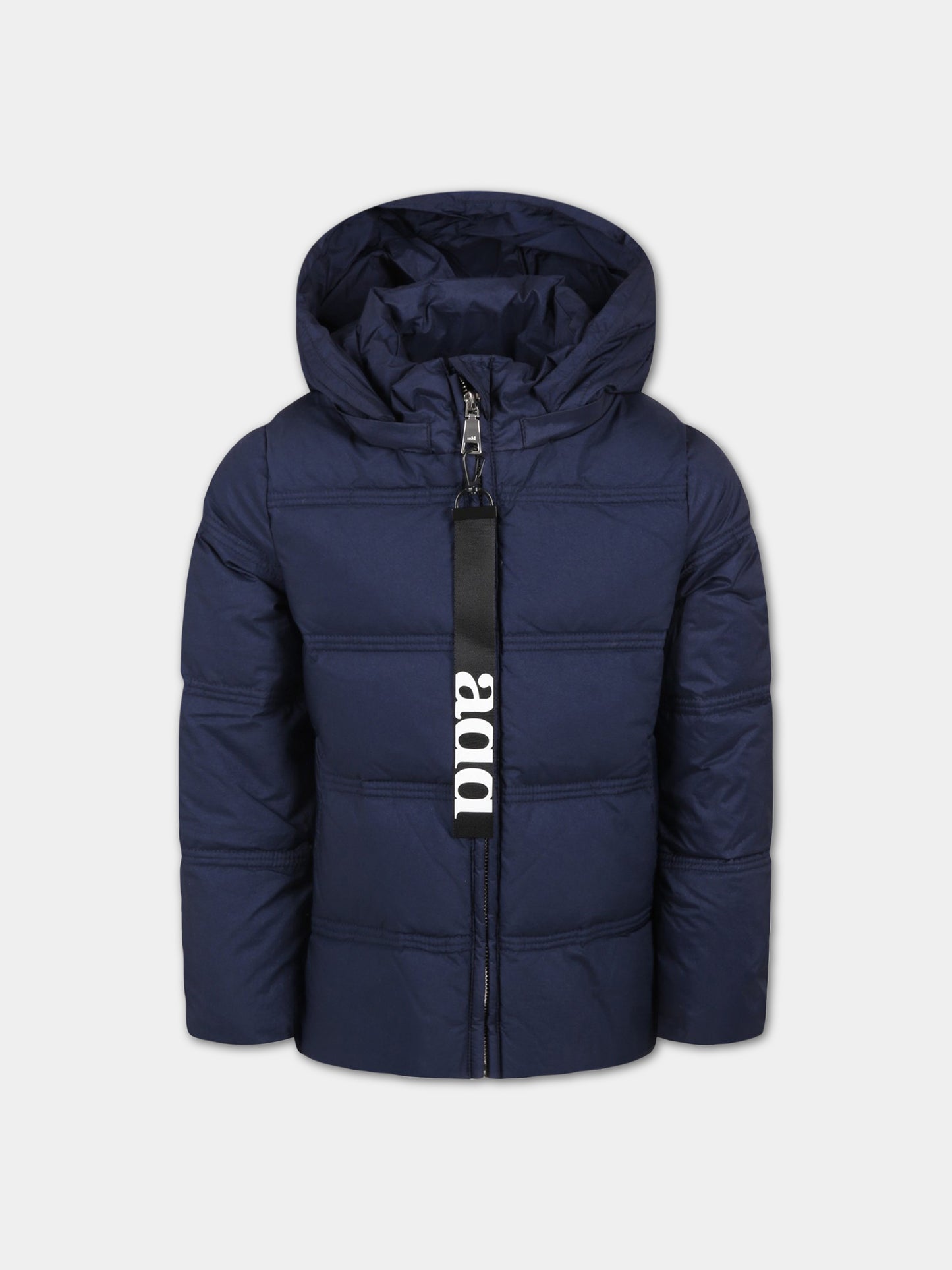 Piumino blu per bambina con logo,Add,ADFGB004 YA186 4010