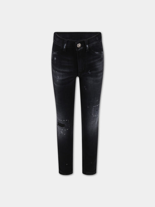 Jeans  Appetite  nero per bambina con dettagli bianchi,Dondup Kids,DFPA102 YD027 N020