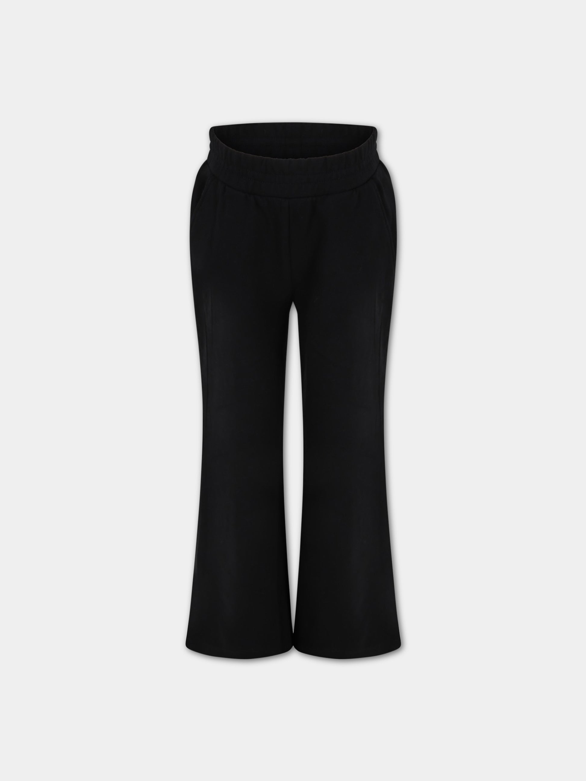 Pantaloni neri da tuta per bambina con patch logato,Dondup Kids,DFPA86 YD010 N000