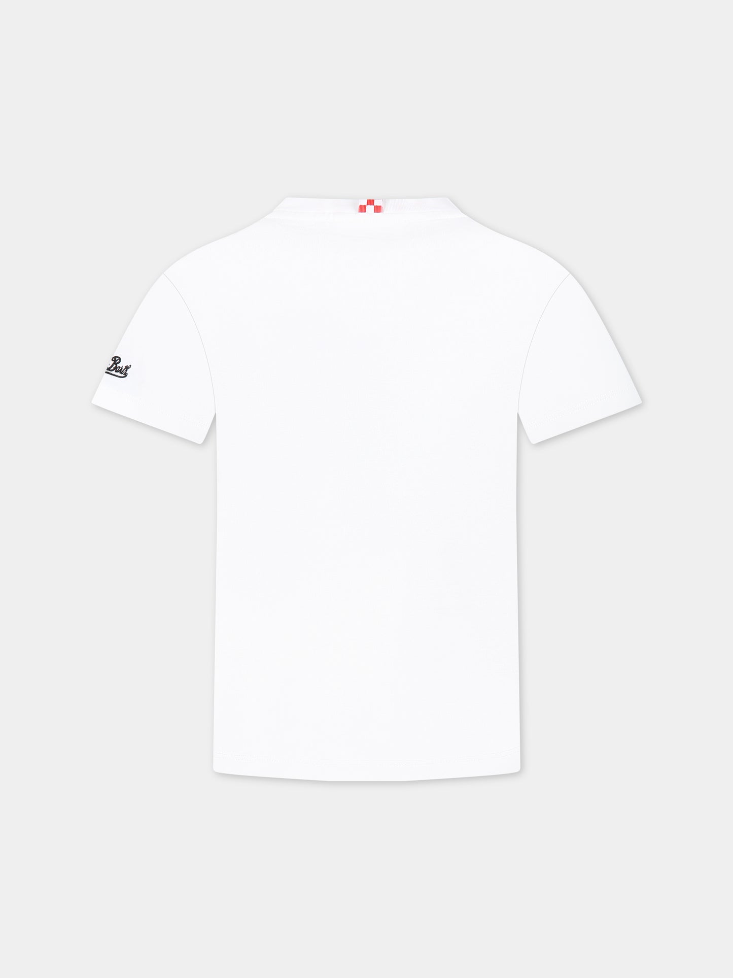 T-shirt bianca per bambino con stampa Puffo, scritta  I hate homework  e logo,Mc2 Saint Barth,TSHIRT BOY SMURF HW 01N