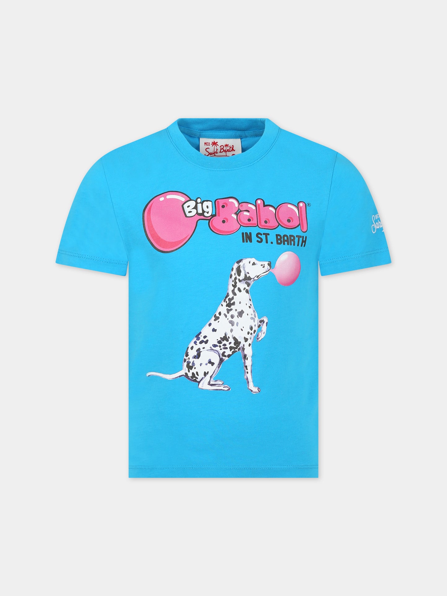 T-shirt azzurra per bambino con dalmata e logo,Mc2 Saint Barth,TSHIRT BOY DALMATIAN BIG BABOL 32