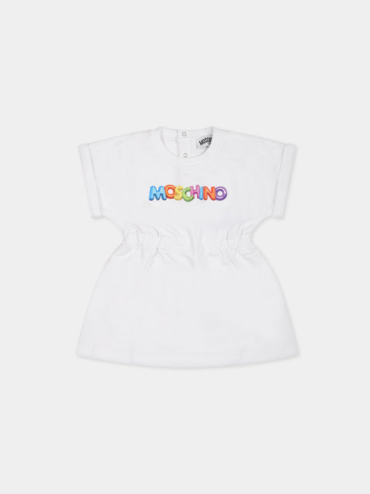 Vestito bianco per neonata con logo,Moschino Kids,MAV09R  LDA00 10101
