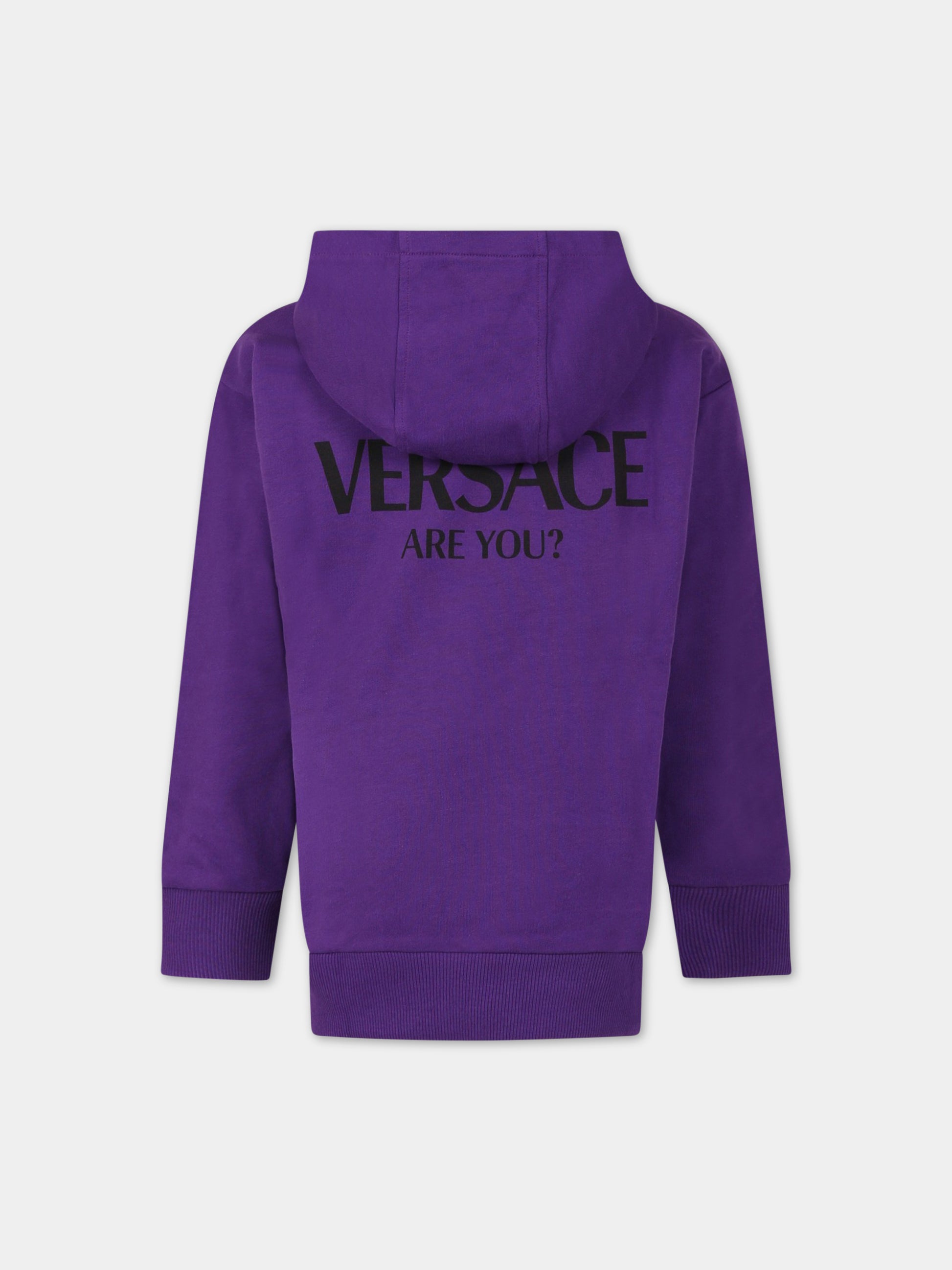 Felpa viola per bambina con logo,Versace,1006744 1A07371  6L270 AY0191