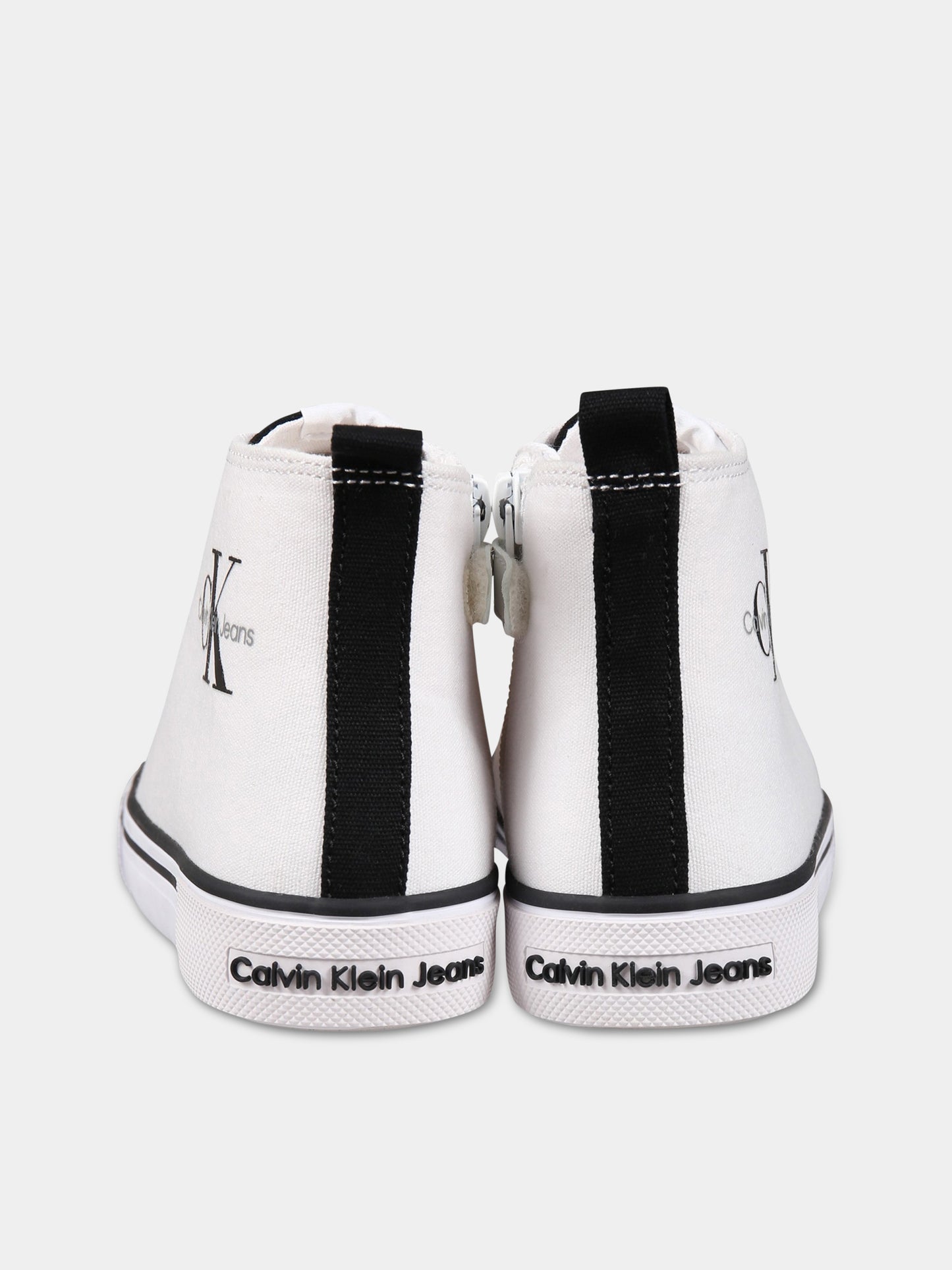 Sneakers bianche per bambini con logo,Calvin Klein Kids,V3X9 80569 0890X002