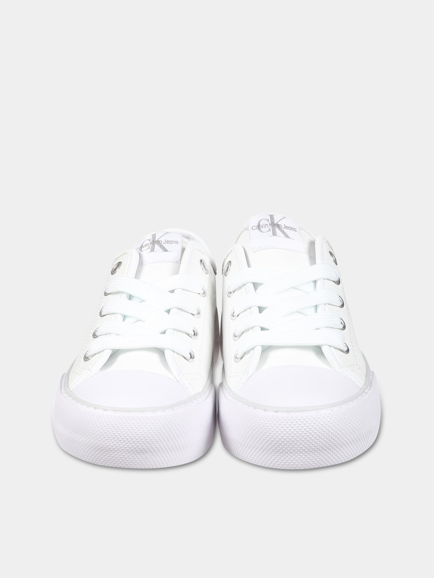 Sneakers bianche per bambina con logo,Calvin Klein Kids,V3A9 80484 1355100