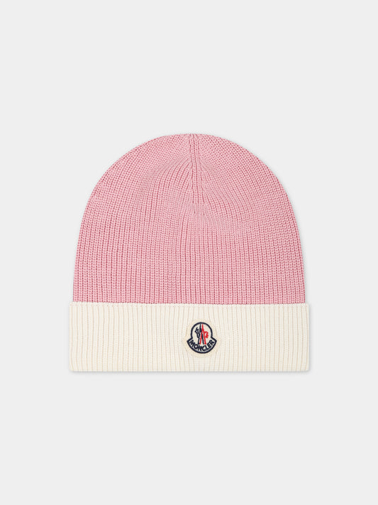 Berretto rosa per neonata con logo,Moncler Kids,951 3B00002 M1367 P05