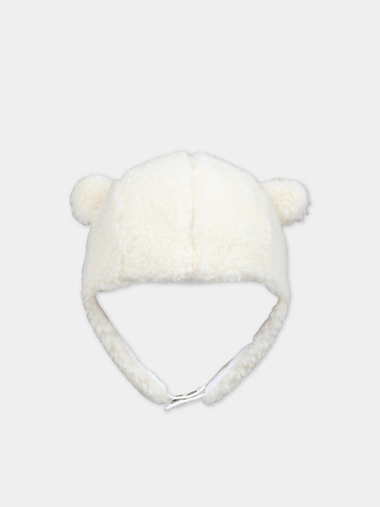 Berretto bianco per neonati con logo,Moncler Kids,951 3B00010 89A3X 034