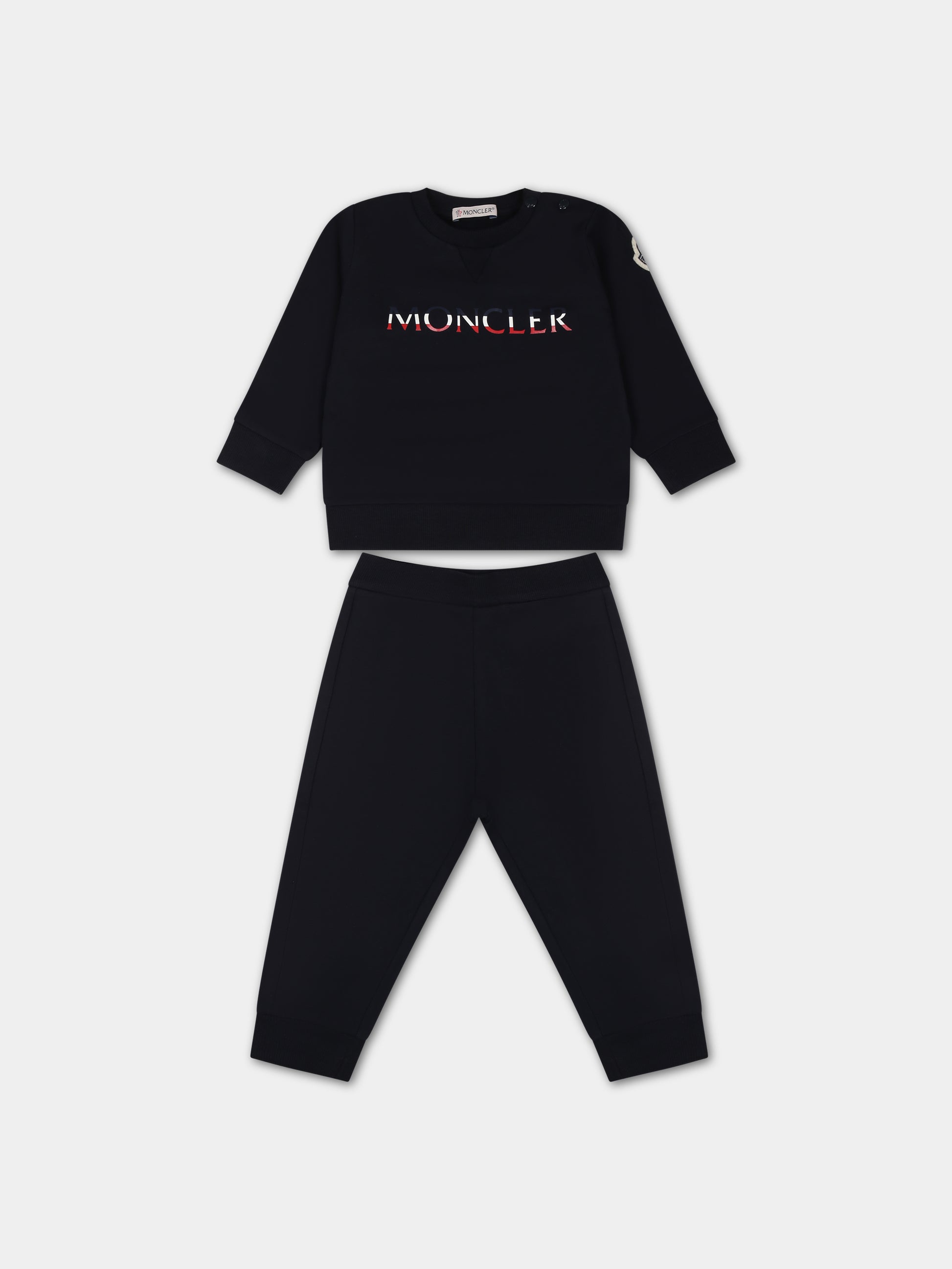 Completo blu per neonato con logo,Moncler Kids,951 8M00023 80996 778