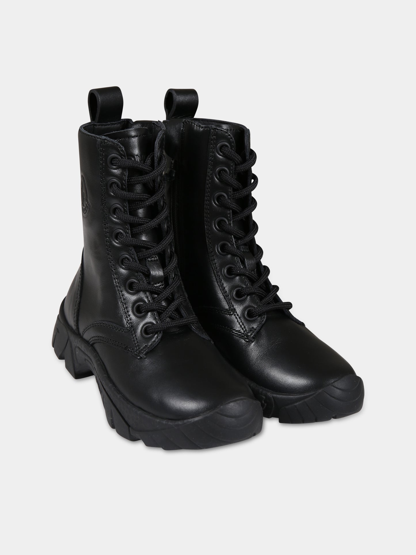 Anfibi neri per bambini con logo,Moncler Kids,954 4F00010 M3431 999