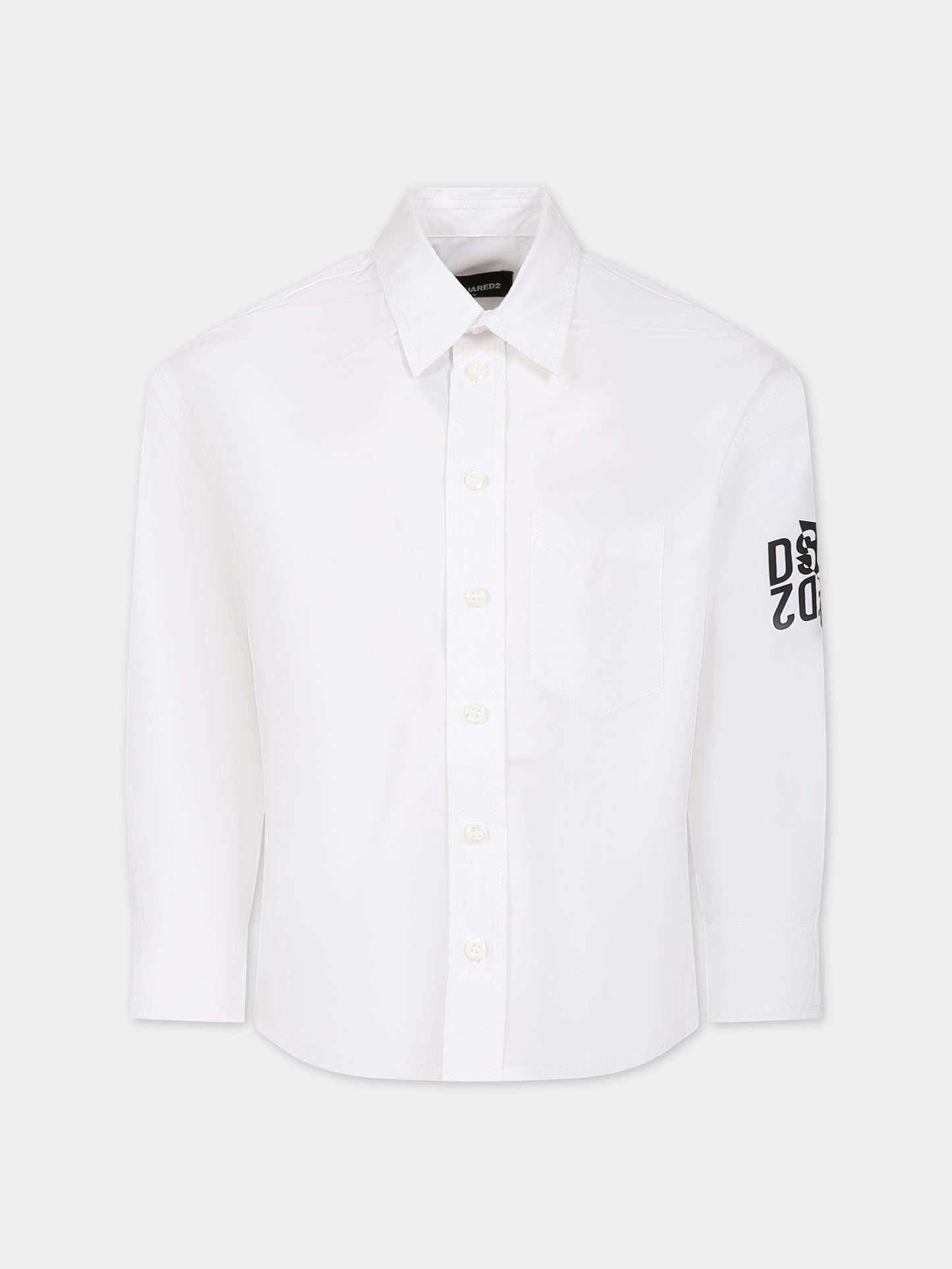 Camicia bianca per bambino con logo,Dsquared2,DQ1746 D007D D2C191U DQ100