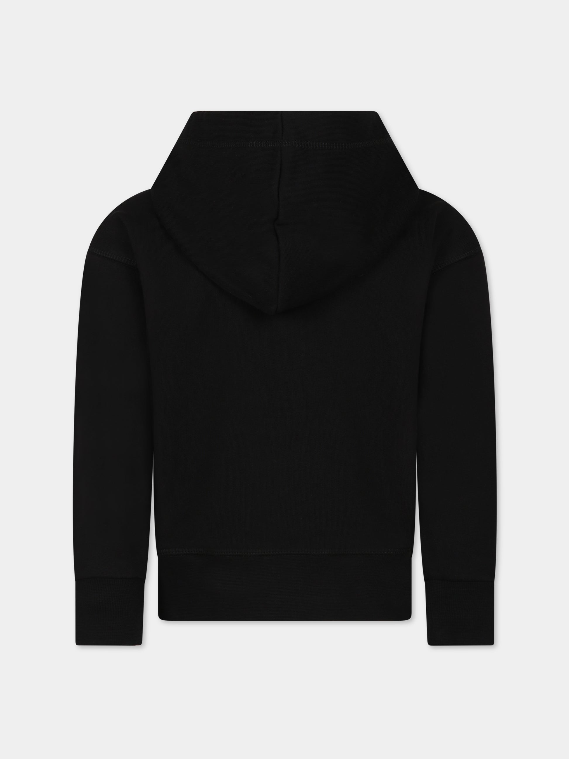 Felpa nera per bambino con logo e stampa,Dsquared2,DQ1741 D009B D2S722U DQ90S