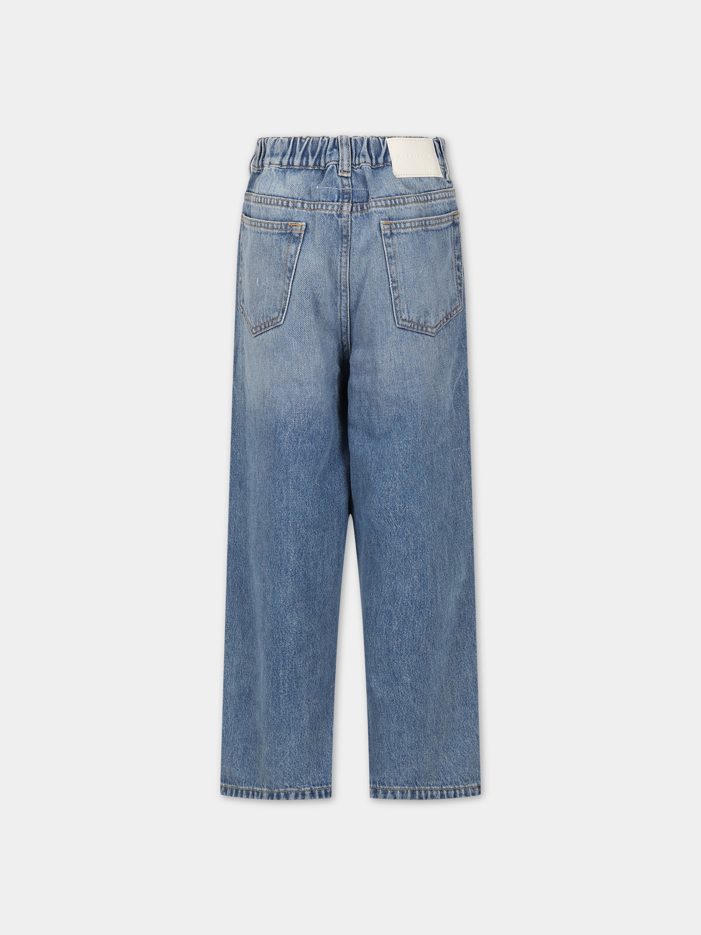 Jeans celeste per bambina con logo,Mm6 Maison Margiela,M60452 MM01L MM6P78U M601