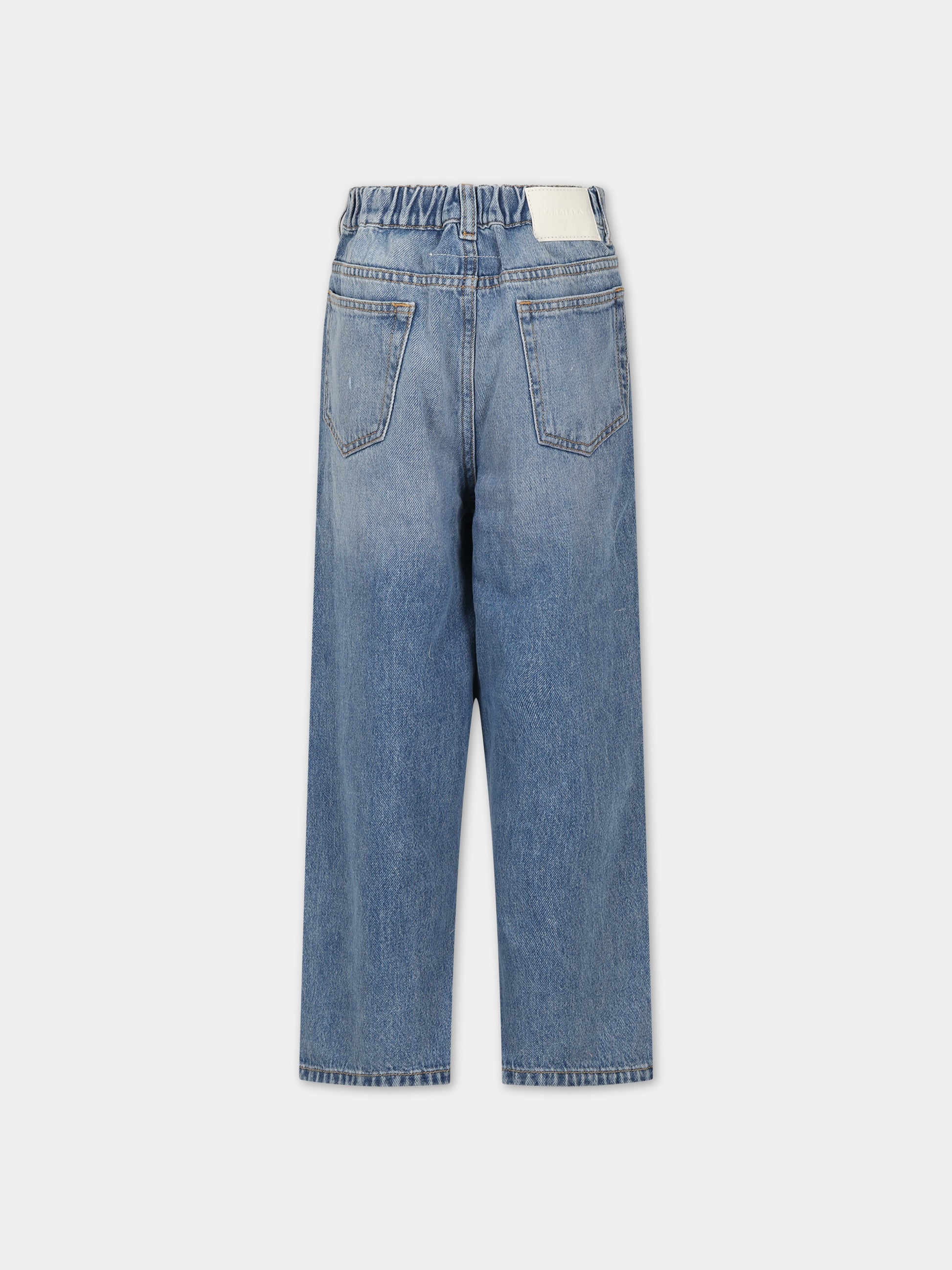 Jeans celeste per bambina con logo,Mm6 Maison Margiela,M60452 MM01L MM6P78U M601