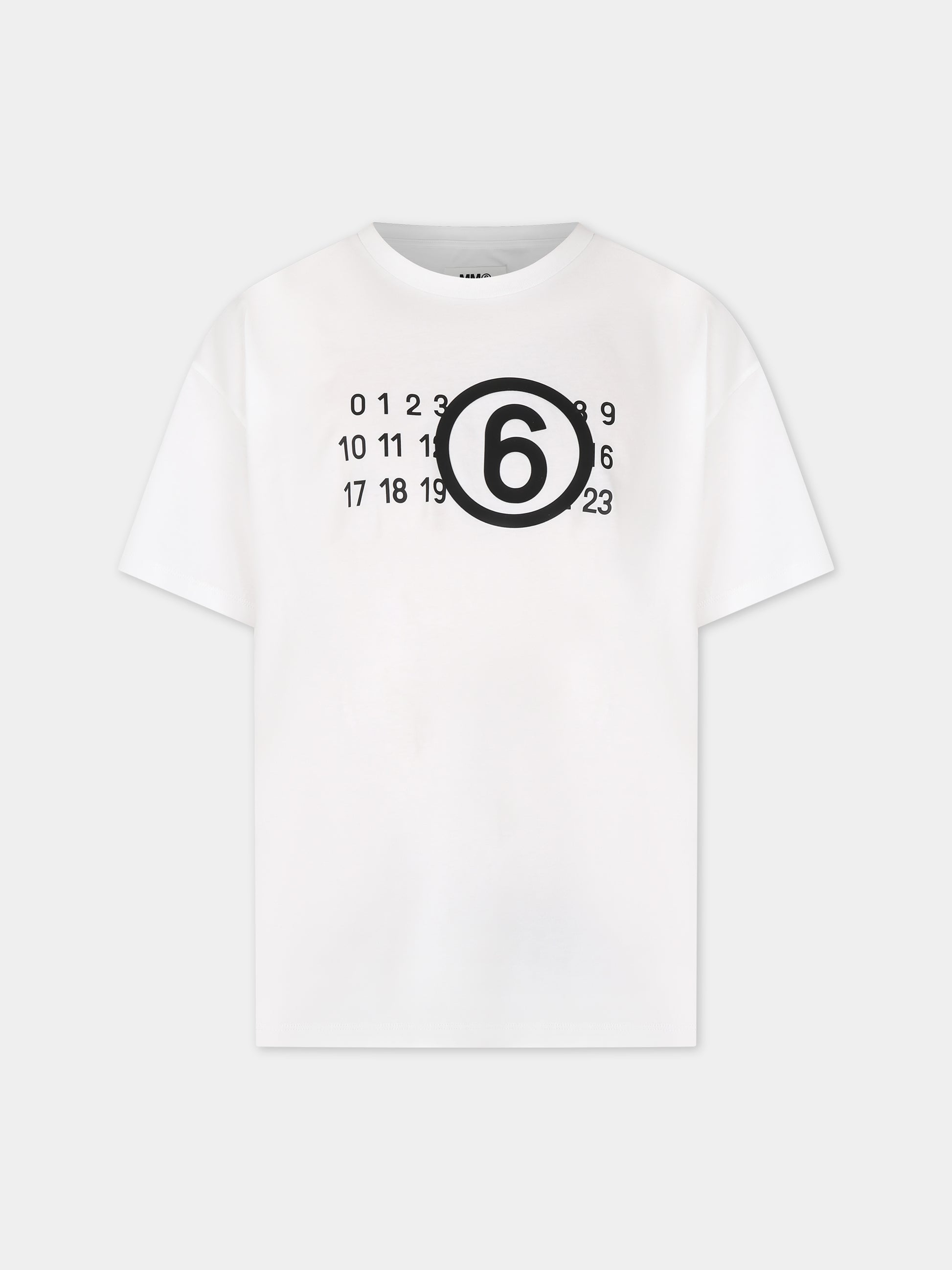 T-shirt bianca per bambini con logo,Mm6 Maison Margiela,M60422 MM010 MM6T72U M6100