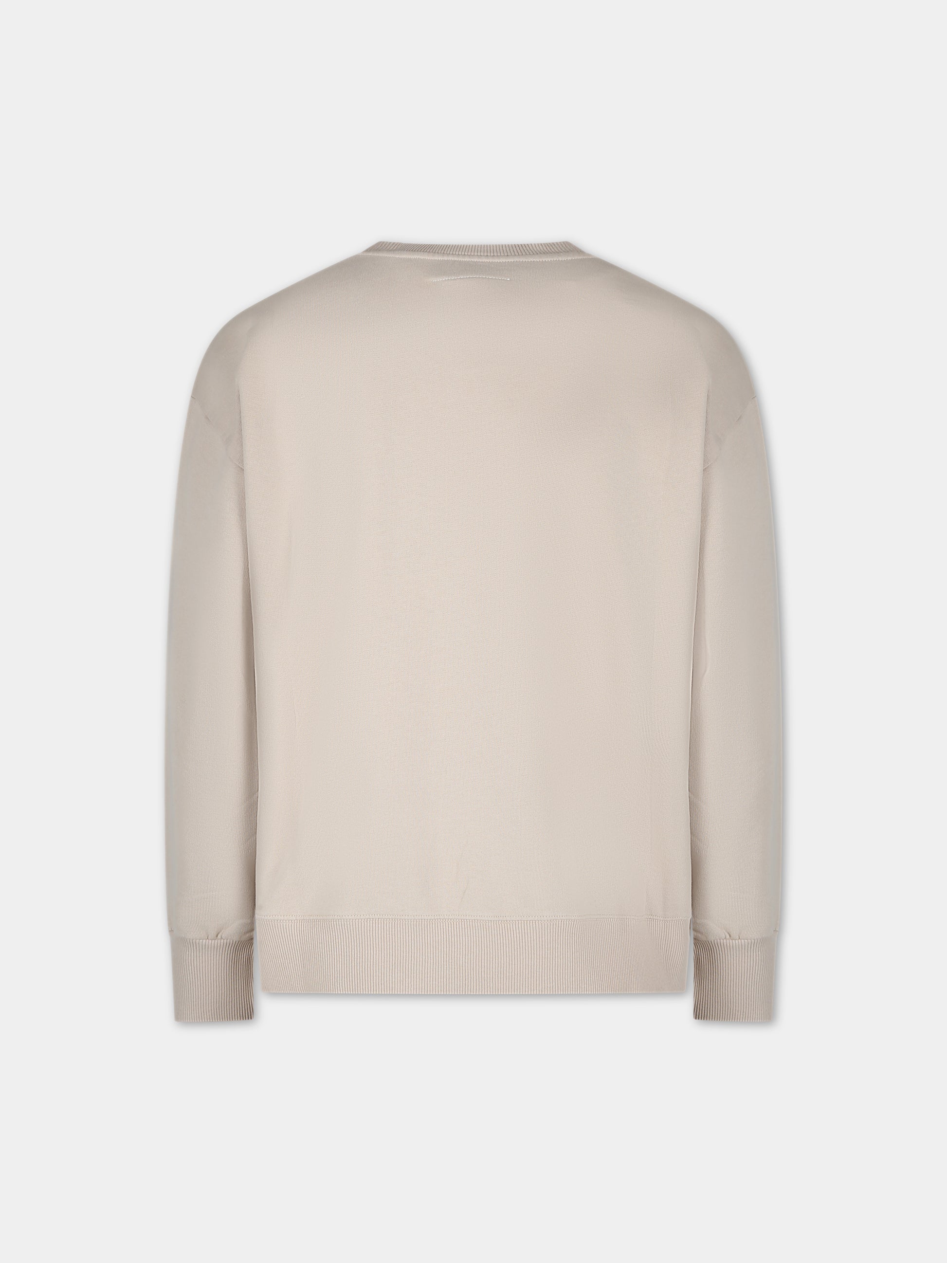 Felpa beige per bambini con logo,Mm6 Maison Margiela,M60407 MM006 MM6S61U M6704