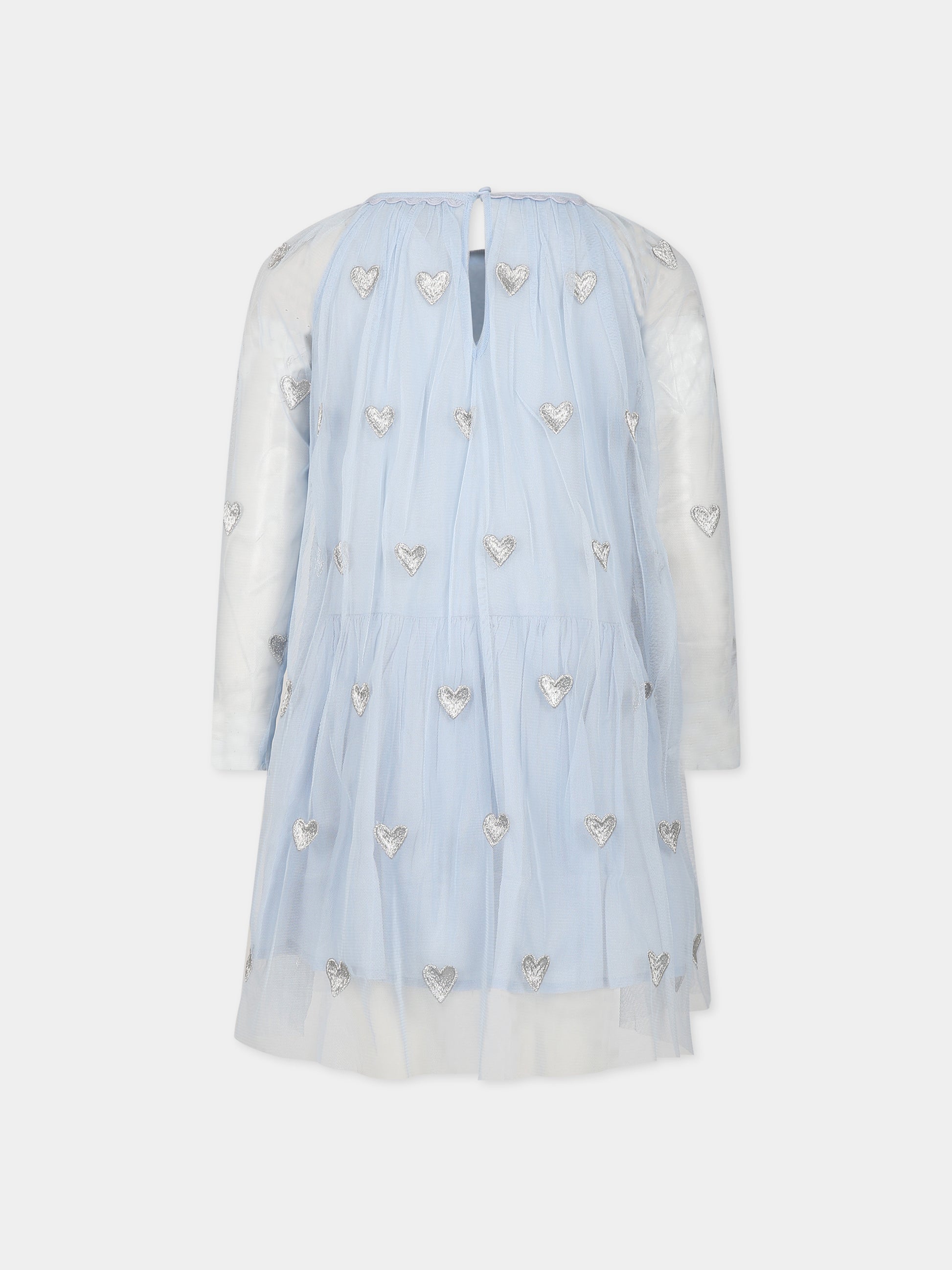 Vestito celeste per bambina con cuori,Stella Mccartney Kids,TT1A90 Z1309 602EM