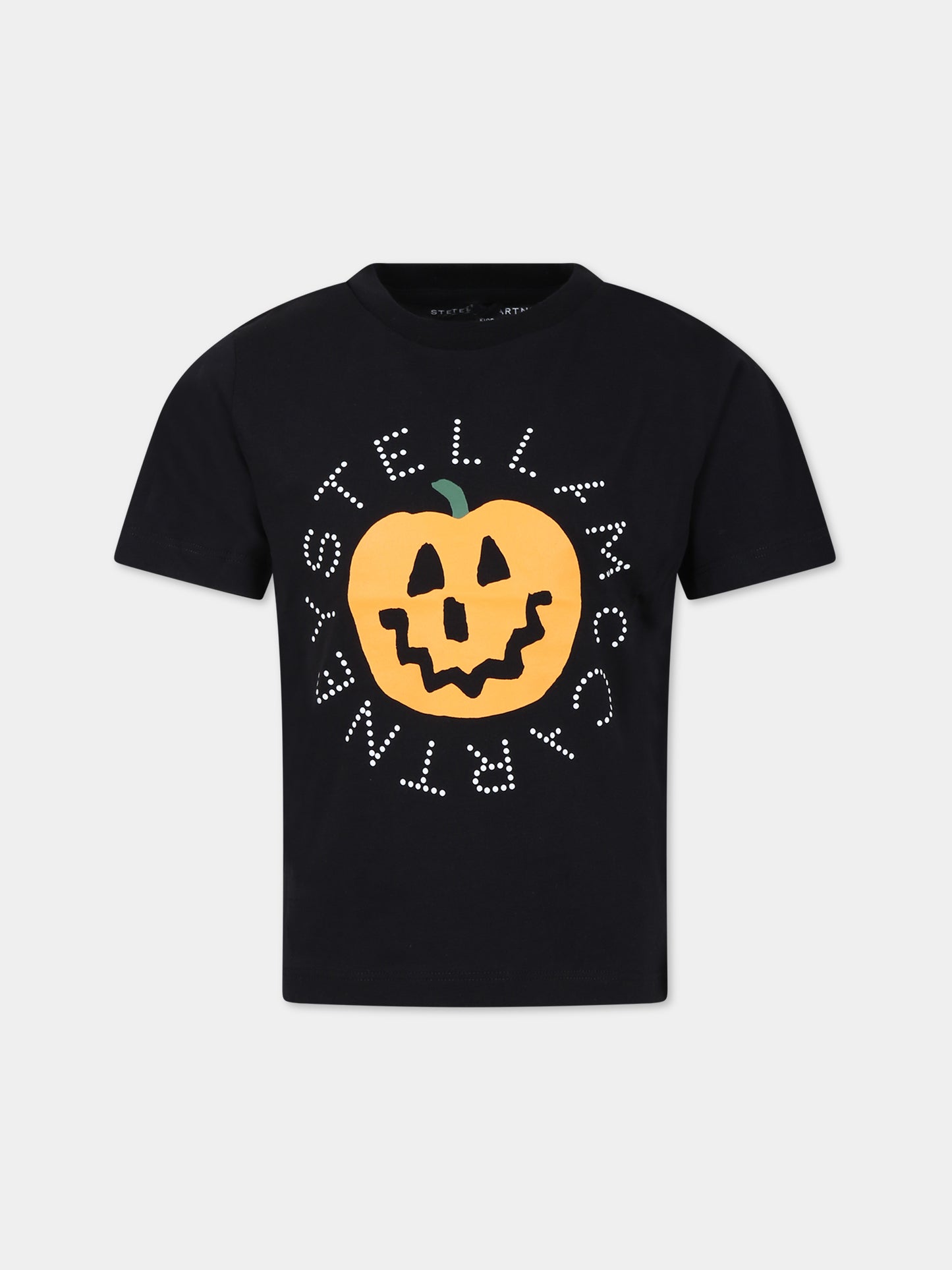 T-shirt nera per bambino con logo e stampa,Stella Mccartney Kids,TT8P41 Z0434 930