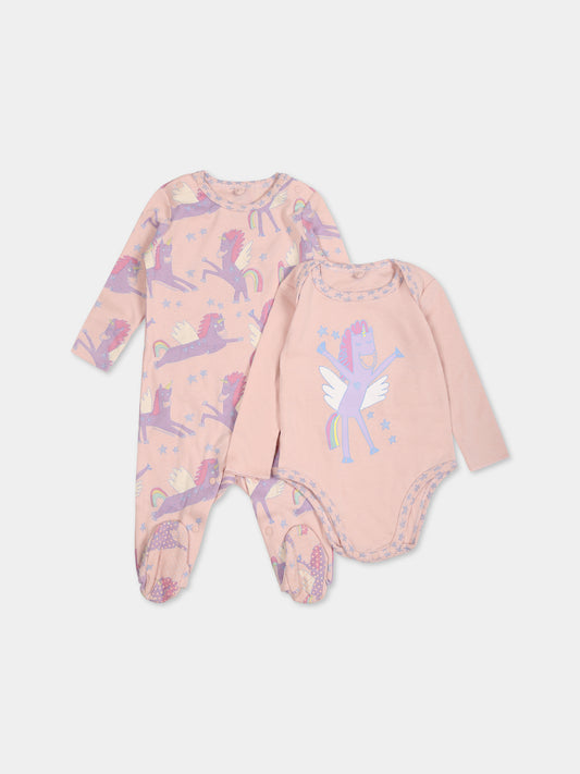 Set rosa per neonata con unicorno,Stella Mccartney Kids,TTB019 Z1467 505MC