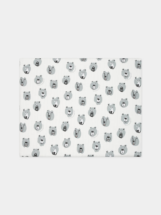Coperta bianca per neonato con stampa e logo,Stella Mccartney Kids,TT0530 Z1486 101MC